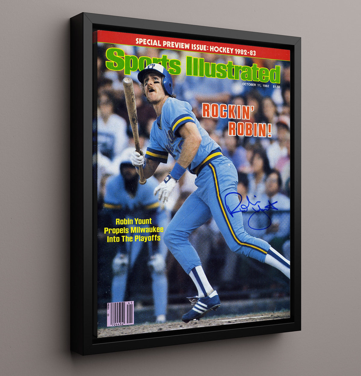 Robin Yount - Batting follow-through 1982 SI Cover 8x10 Framed Canvas baseball wall art