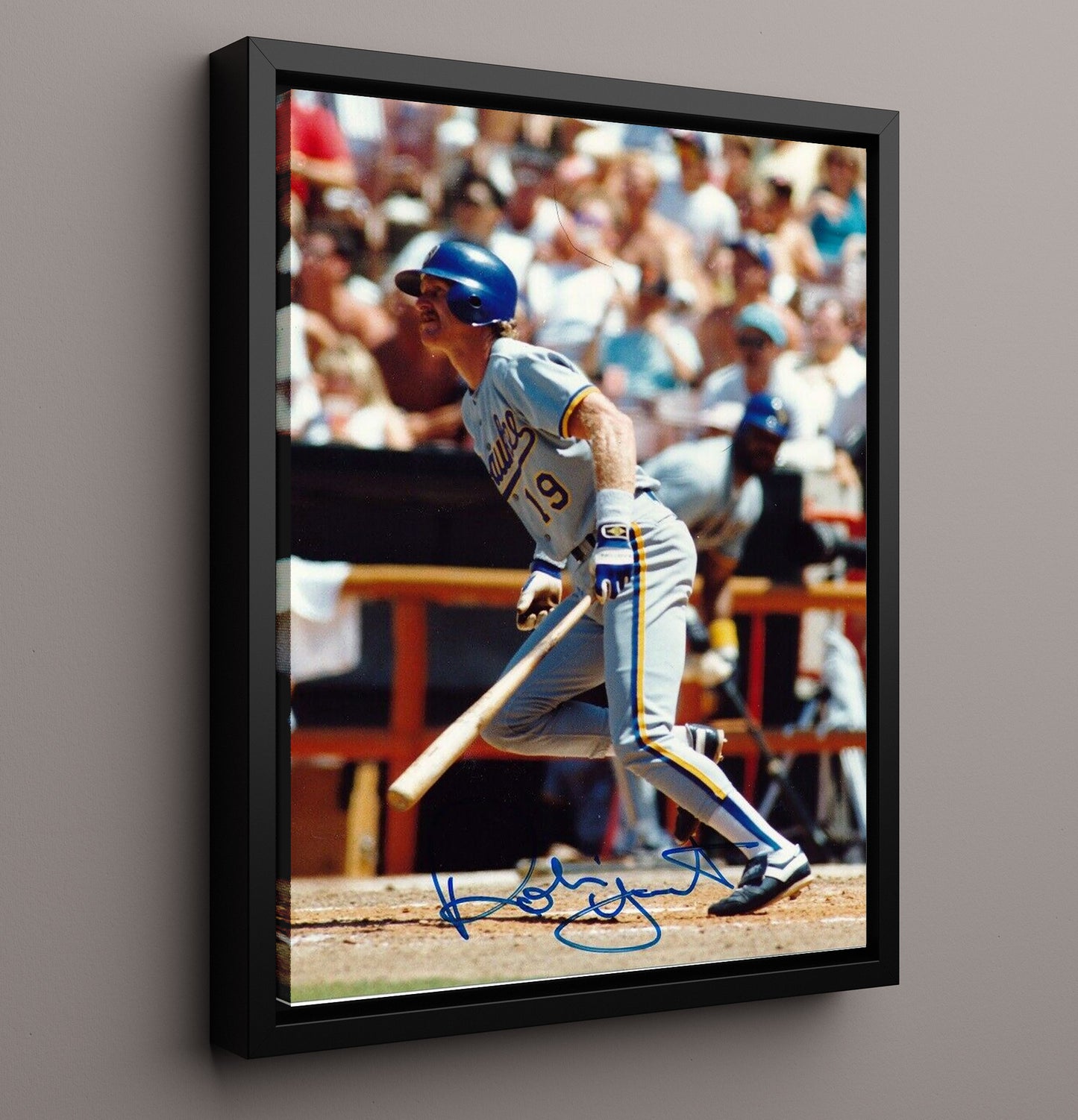Robin Yount - Milwaukee Legend After The Hit 8x10 Framed Canvas baseball wall art
