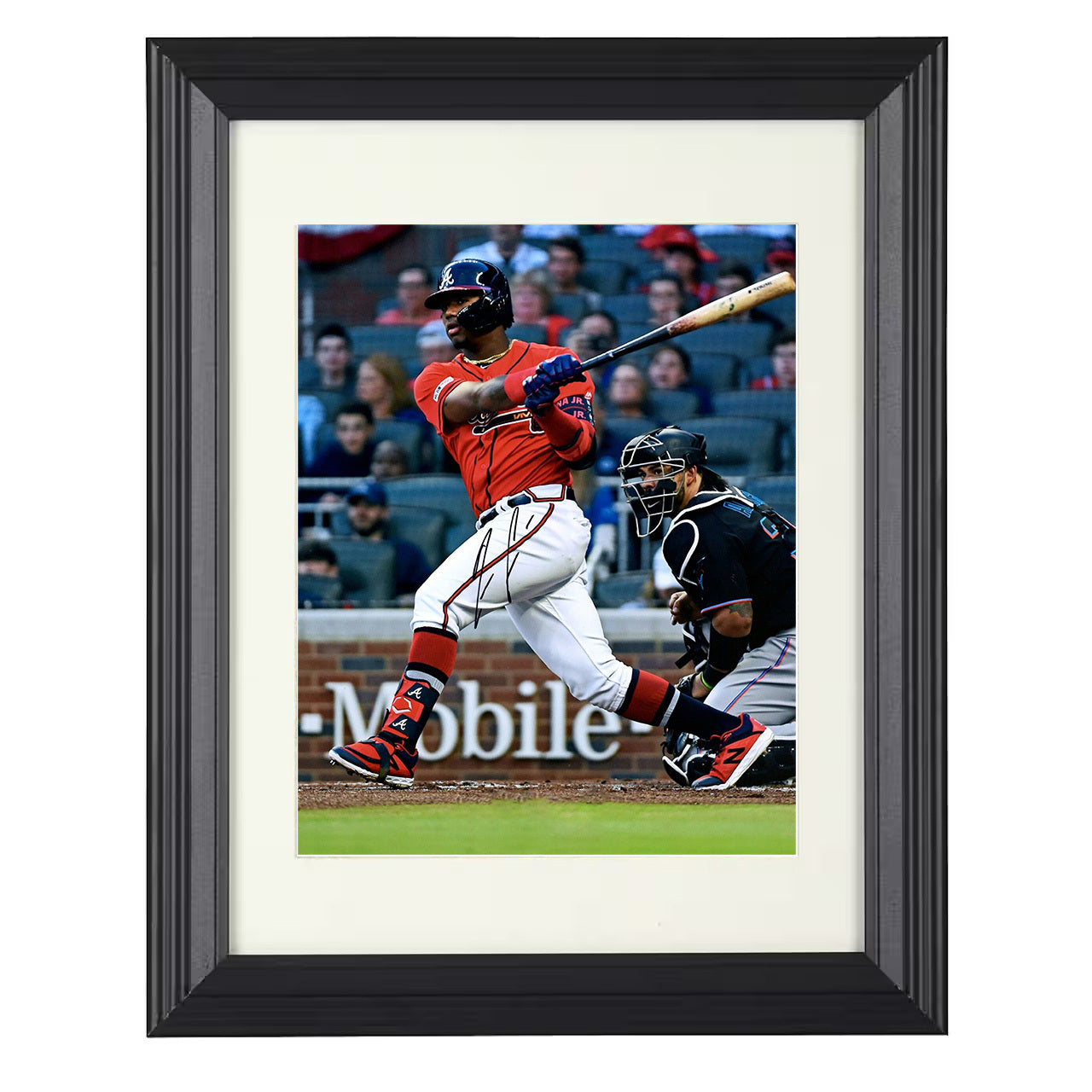 Ronald Acuna Jr - Atlanta Legend Full Swing Spotlight 8x10 black beveled framed baseball wall art