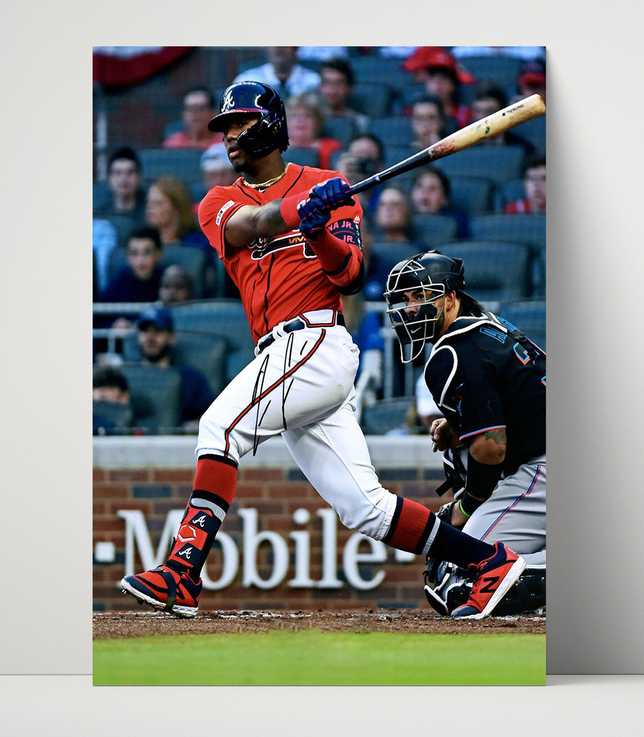 Ronald Acuna Jr - Atlanta Legend Full Swing Spotlight Baseball Wall Art 16x20 Unframed Print wall art print – Baseball Wall Art decor