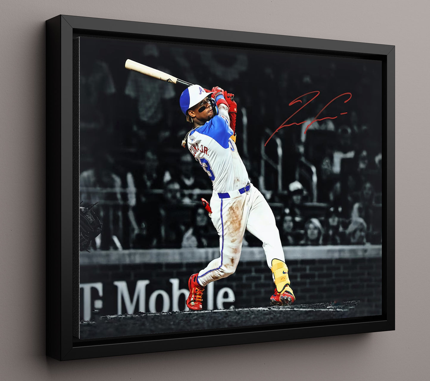 Ronald Acuna Jr - Full Swing Follow Through 8x10 Framed Canvas baseball wall art