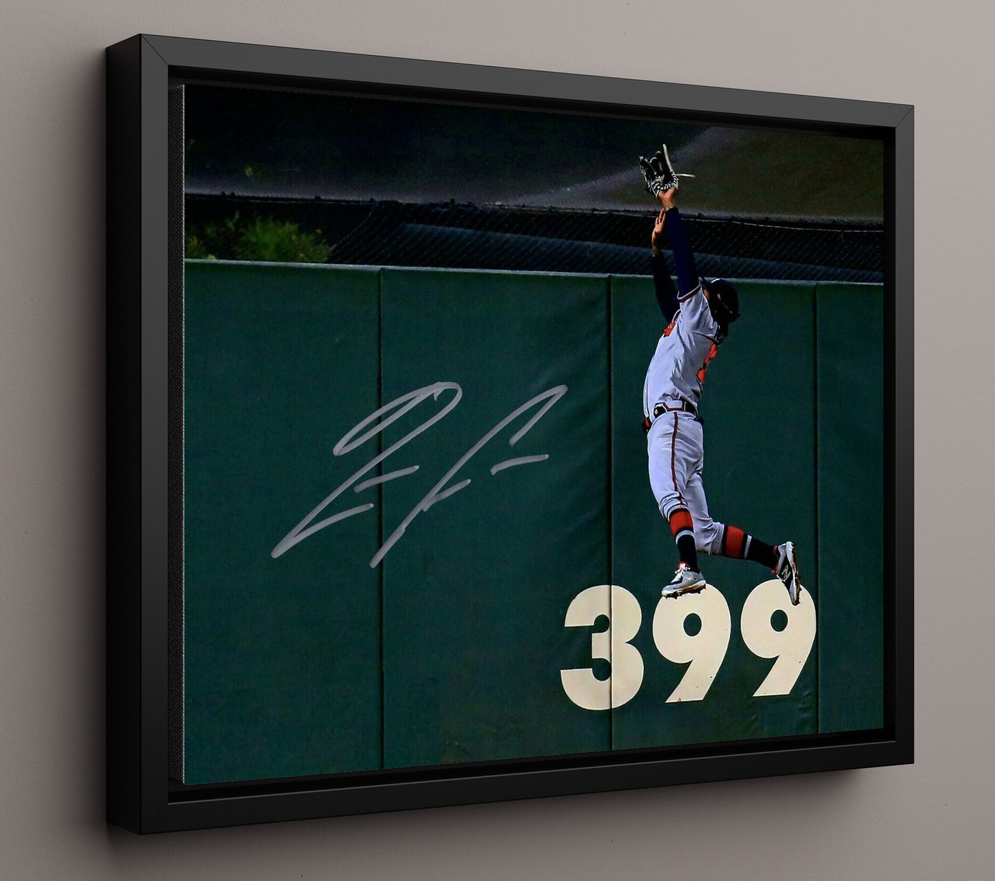 Ronald Acuna Jr - Leaping Wall Catch 8x10 Framed Canvas baseball wall art