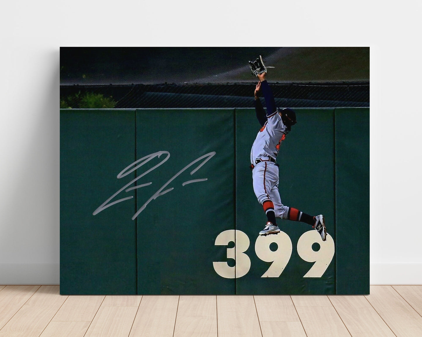 Ronald Acuna Jr - Leaping Wall Catch Baseball Wall Art 16x20 Unframed Print wall art print – Baseball Wall Art decor