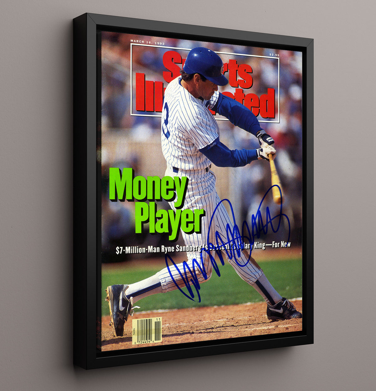 Ryne Sandberg - Money Player Salary King SI Cover 1992 8x10 Framed Canvas baseball wall art