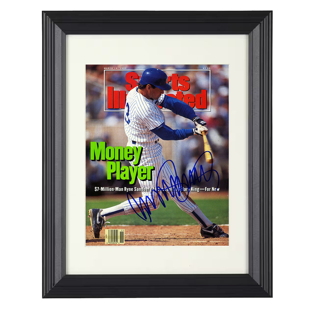 Ryne Sandberg - Money Player Salary King SI Cover 1992 8x10 black beveled framed baseball wall art