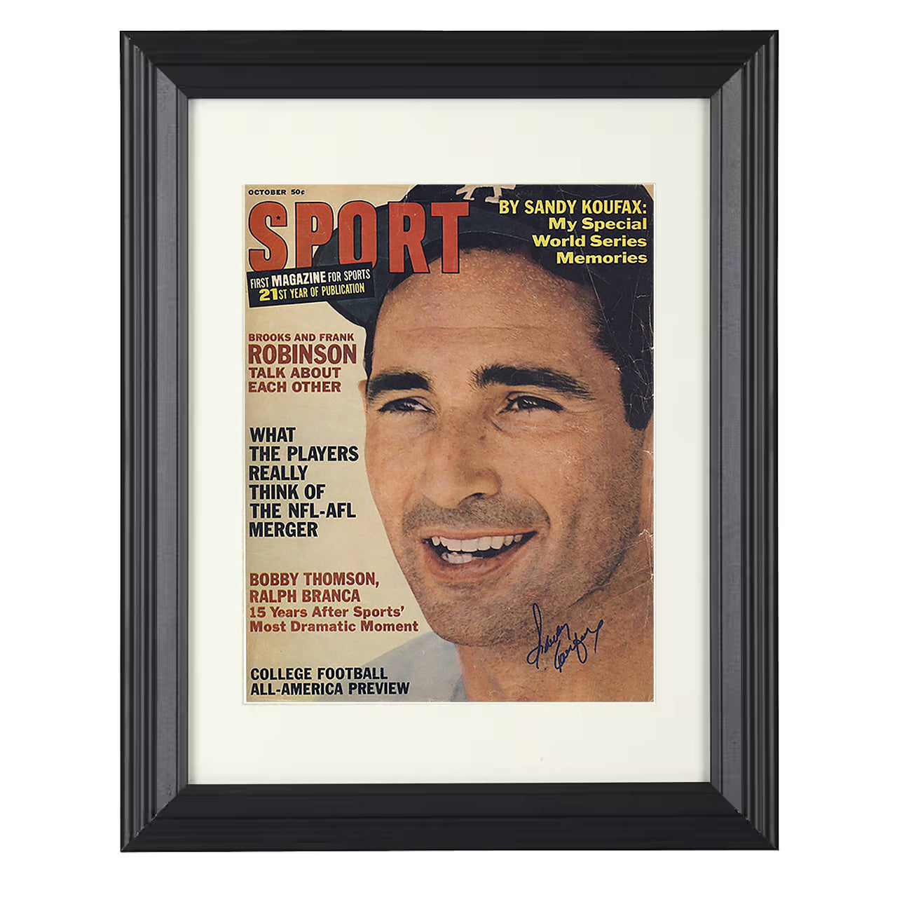 Sandy Koufax - Series Memories Sport Cover Los Angeles Legend Spotlight 8x10 black beveled framed baseball wall art