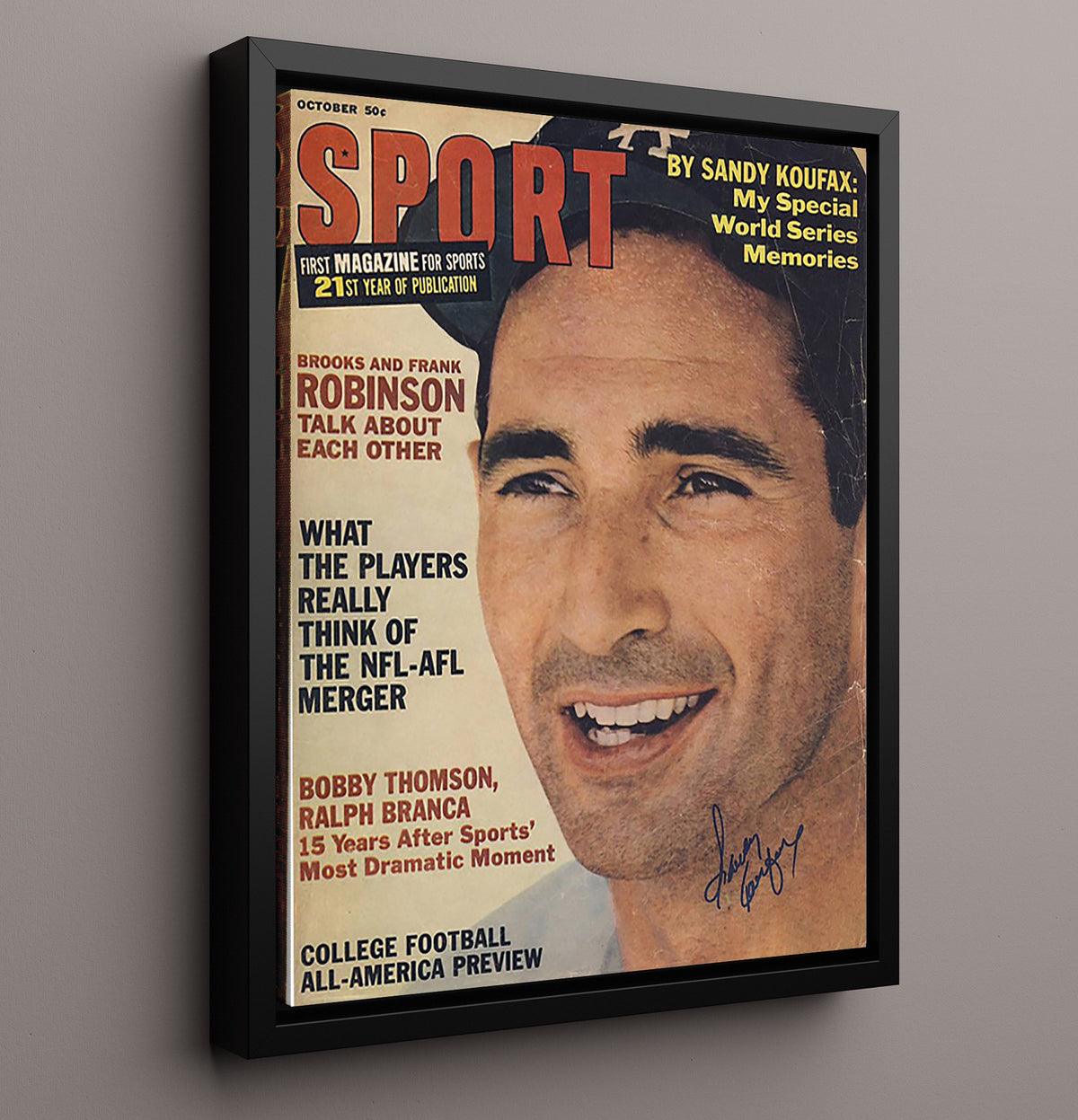 Sandy Koufax - Series Memories Sport Cover Los Angeles Legend 8x10 Framed Canvas baseball wall art