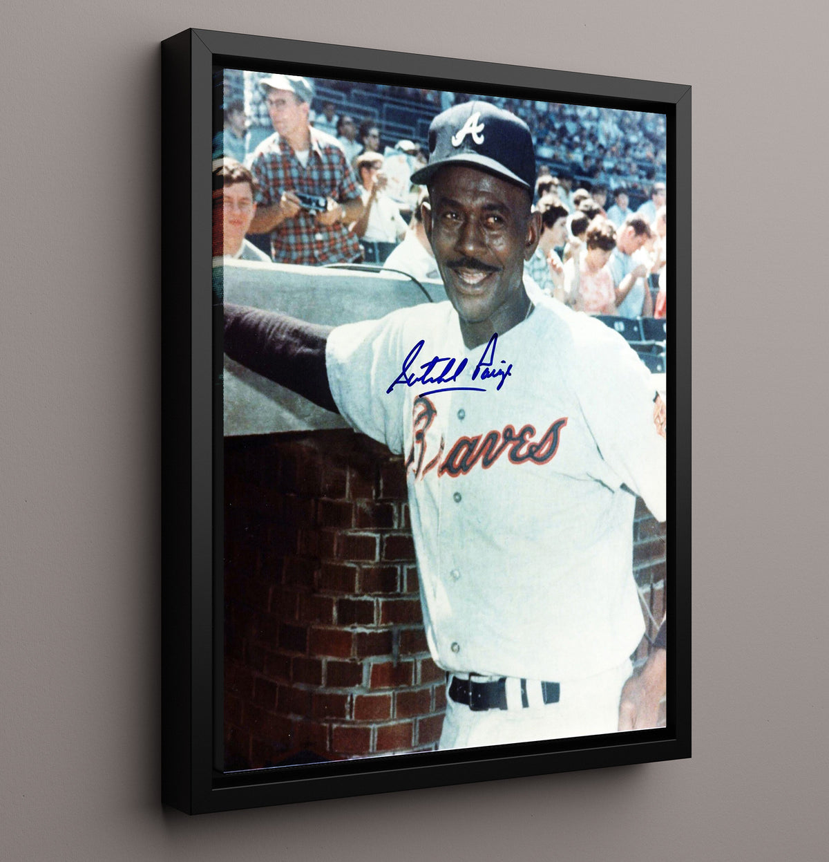 Satchel Paige - Milwaukee Legend Dugout Smile 8x10 Framed Canvas baseball wall art