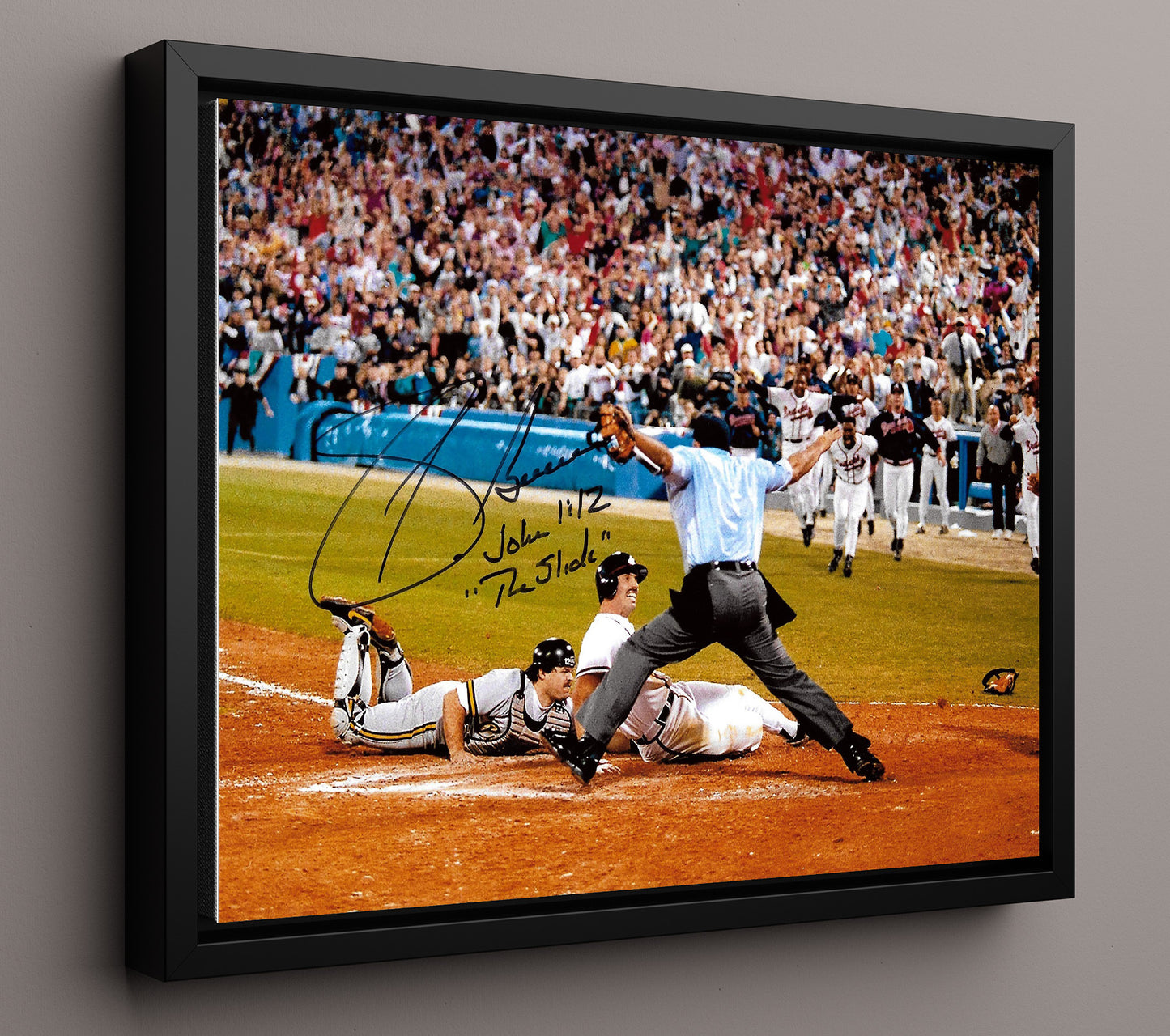 Sid Bream - The Slide Safe at Home 8x10 Framed Canvas baseball wall art