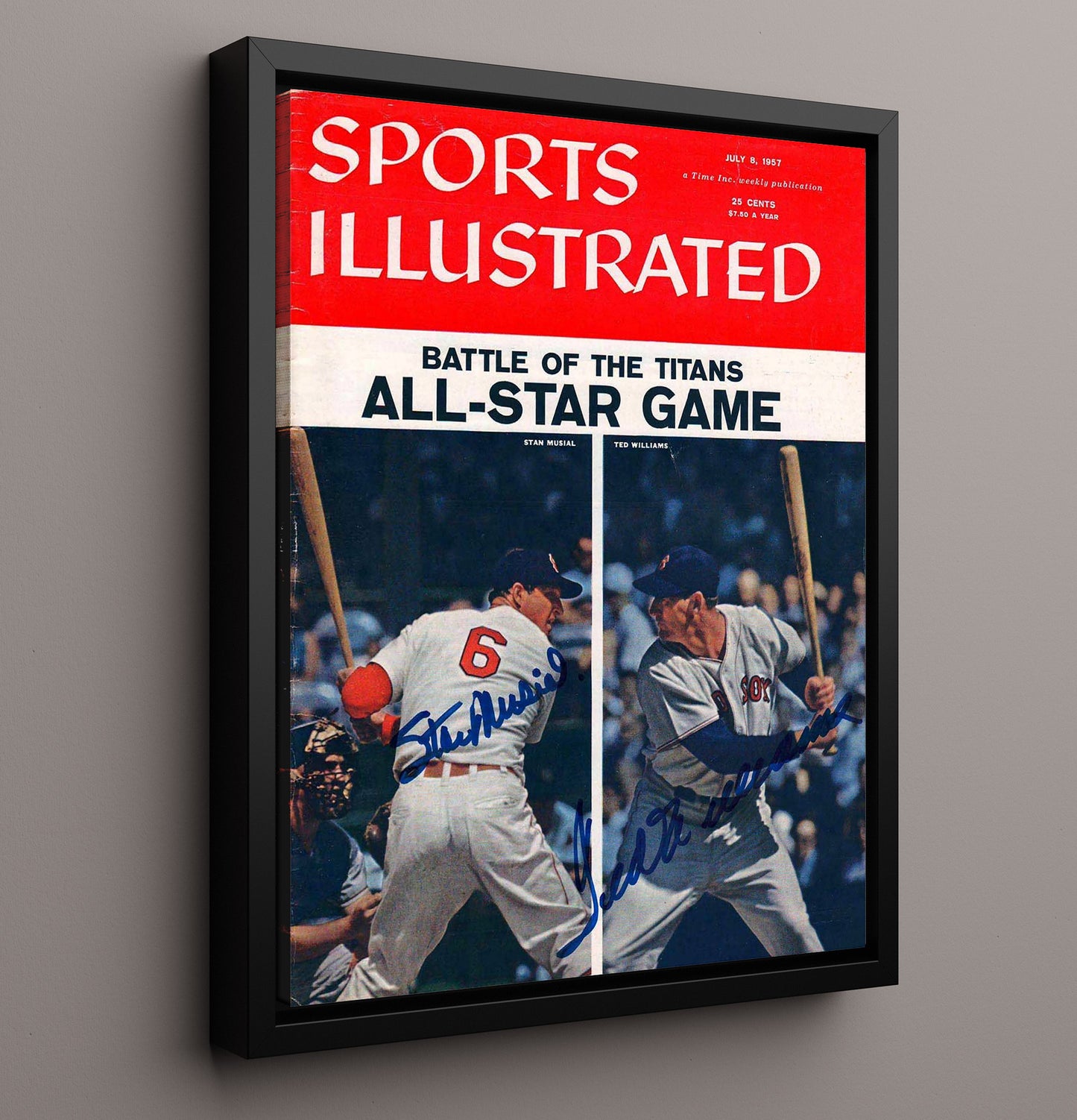 Stan Musial - 1957 SI Cover All Star Game Battle Of Titans 8x10 Framed Canvas baseball wall art