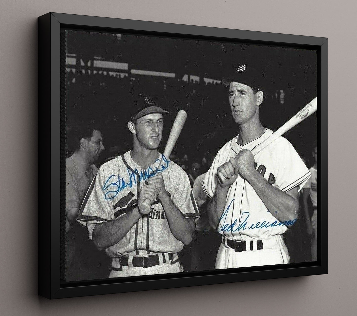 Stan Musial and Ted Williams - Sluggers Supreme 8x10 Framed Canvas baseball wall art