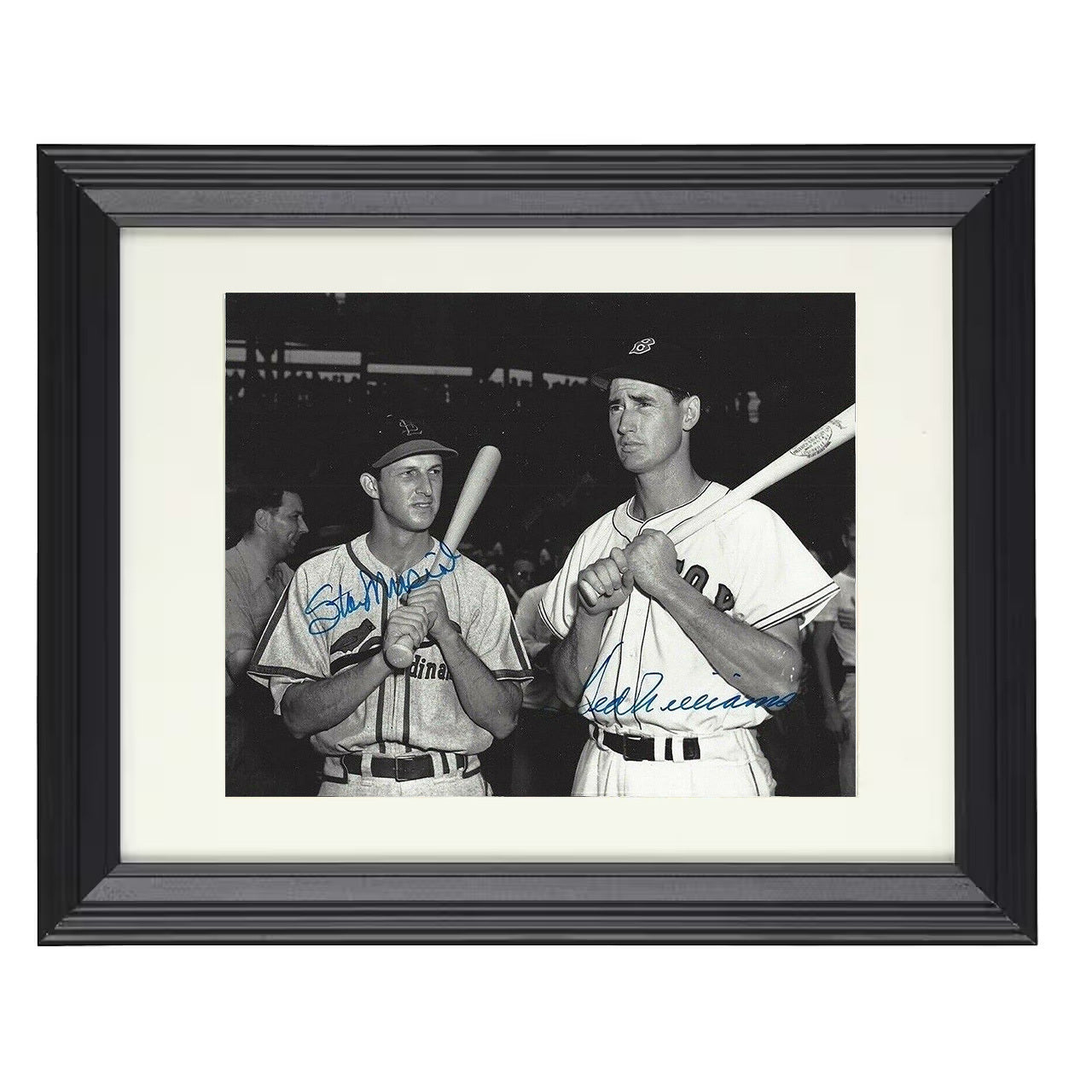 Stan Musial and Ted Williams - Sluggers Supreme 8x10 black beveled framed baseball wall art
