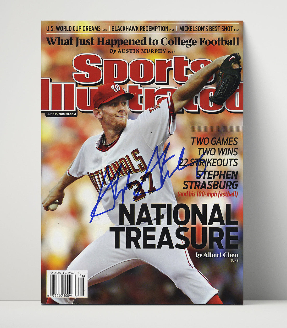 Stephen Strasburg – National Treasure 2010 SI unframed baseball poster print
