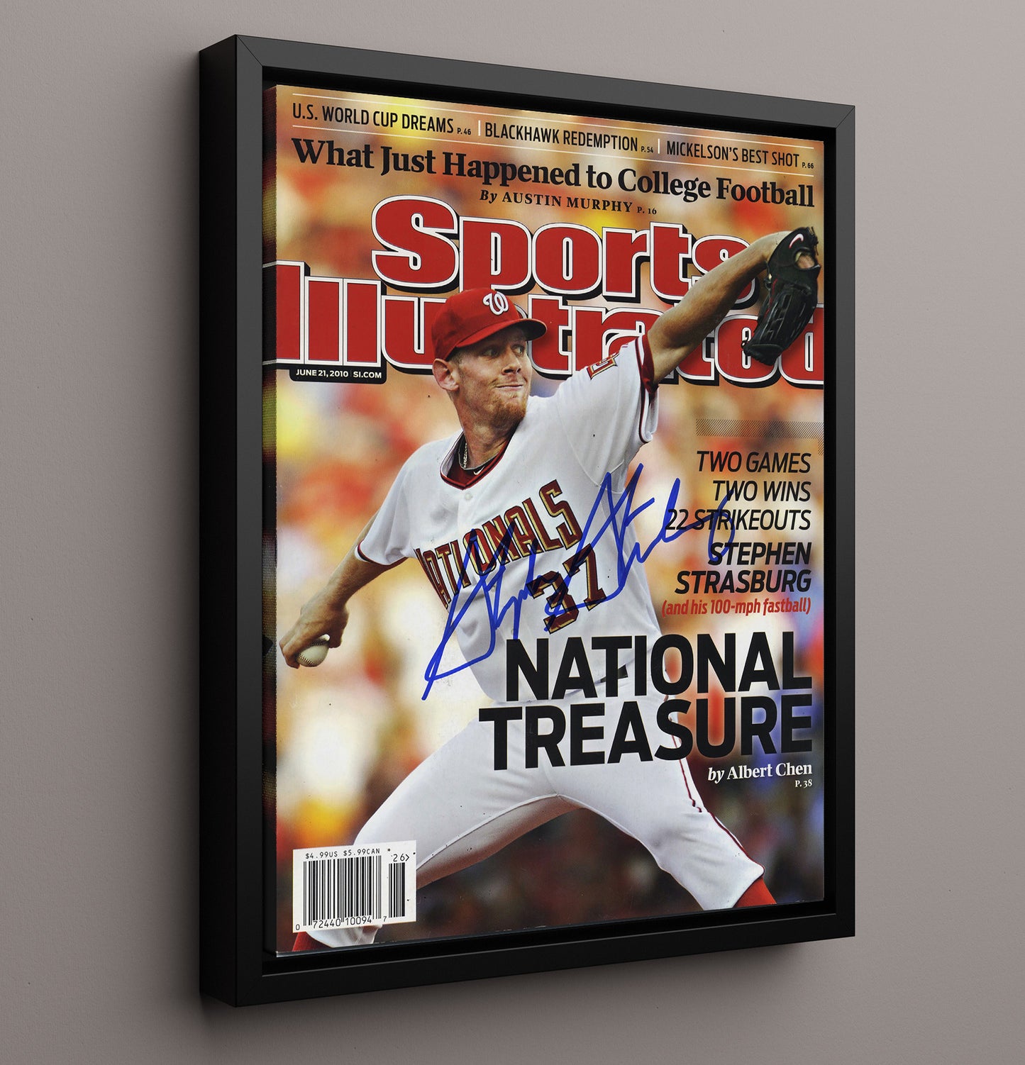 Stephen Strasburg - National Treasure SI Cover 2010 8x10 Framed Canvas baseball wall art