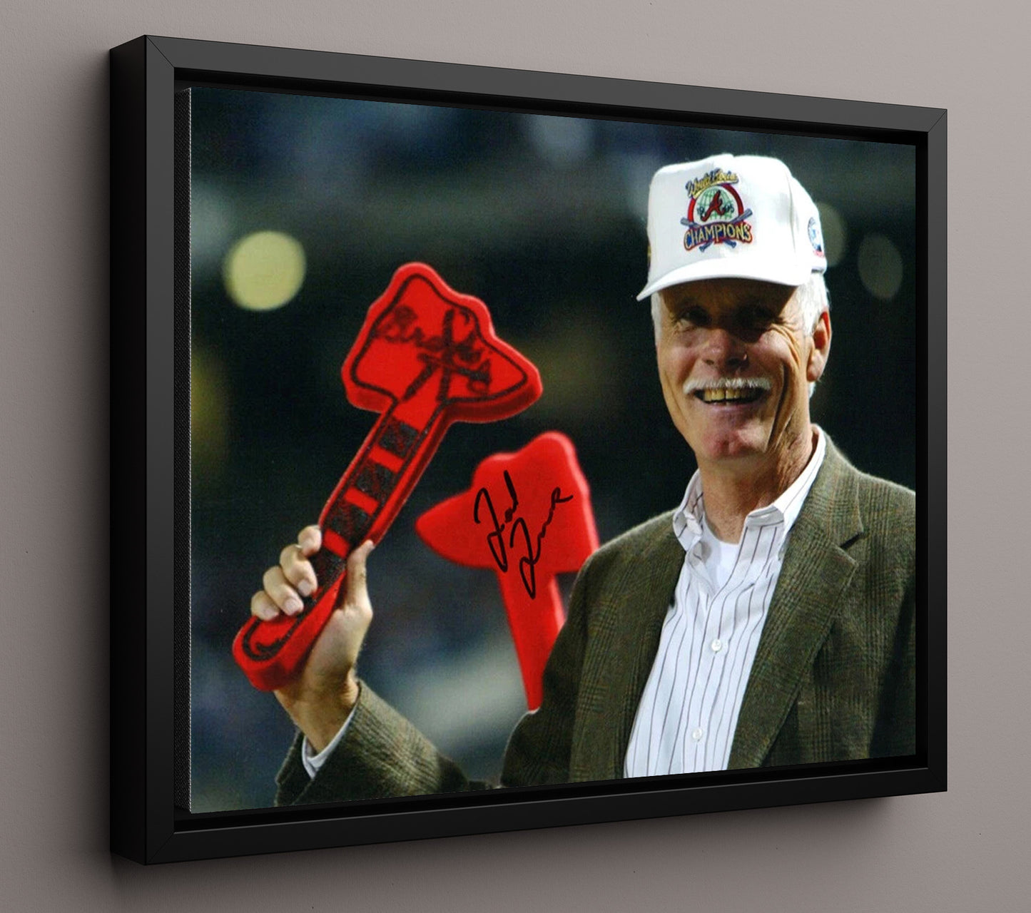 Ted Turner - Atlanta Championship Tomahawk Celebration 8x10 Framed Canvas baseball wall art
