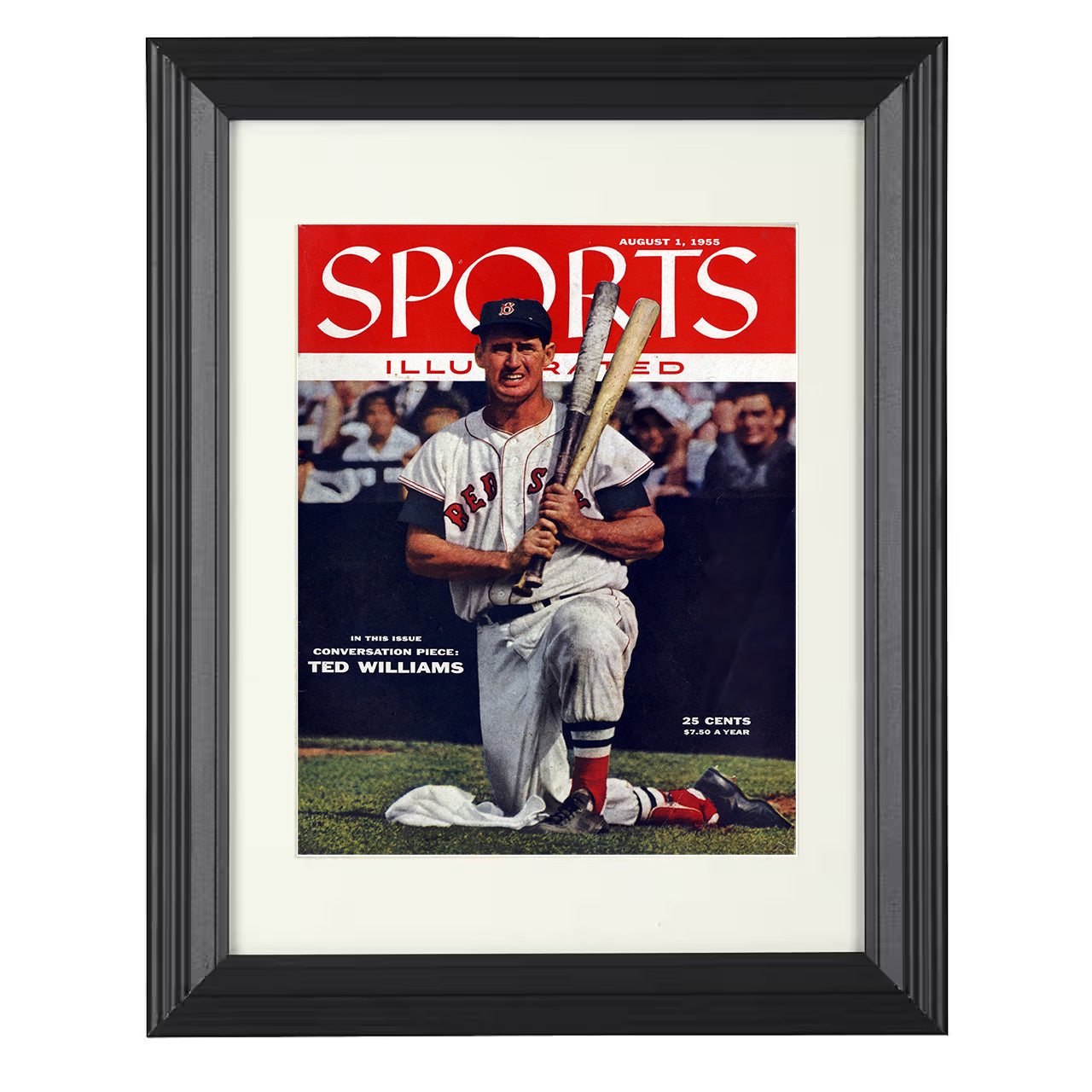 Ted Williams - Batting Stance SI Cover 8x10 black beveled framed baseball wall art