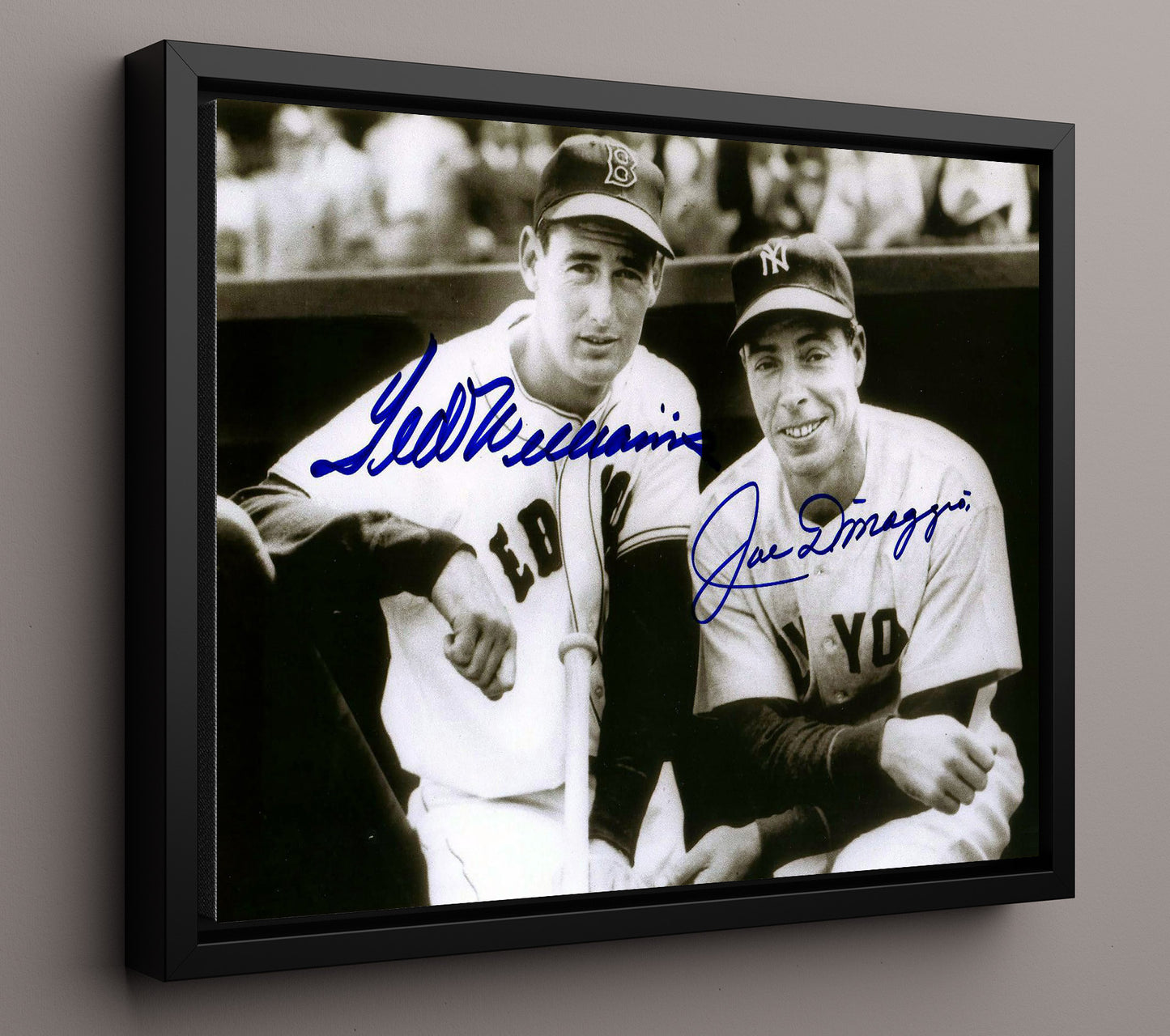 Ted Williams and Joe DiMaggio - Dugout 8x10 Framed Canvas baseball wall art