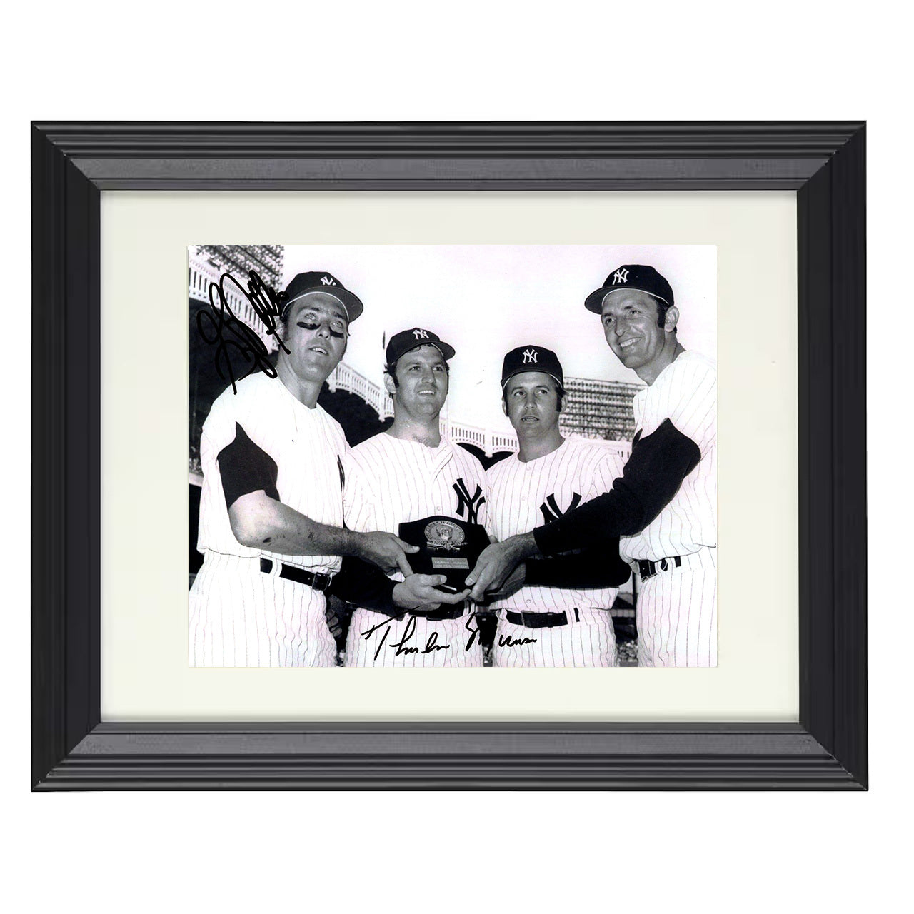 Thurman Munson and Graig Nettles - Yankees Group Landscape 8x10 black beveled framed baseball wall art