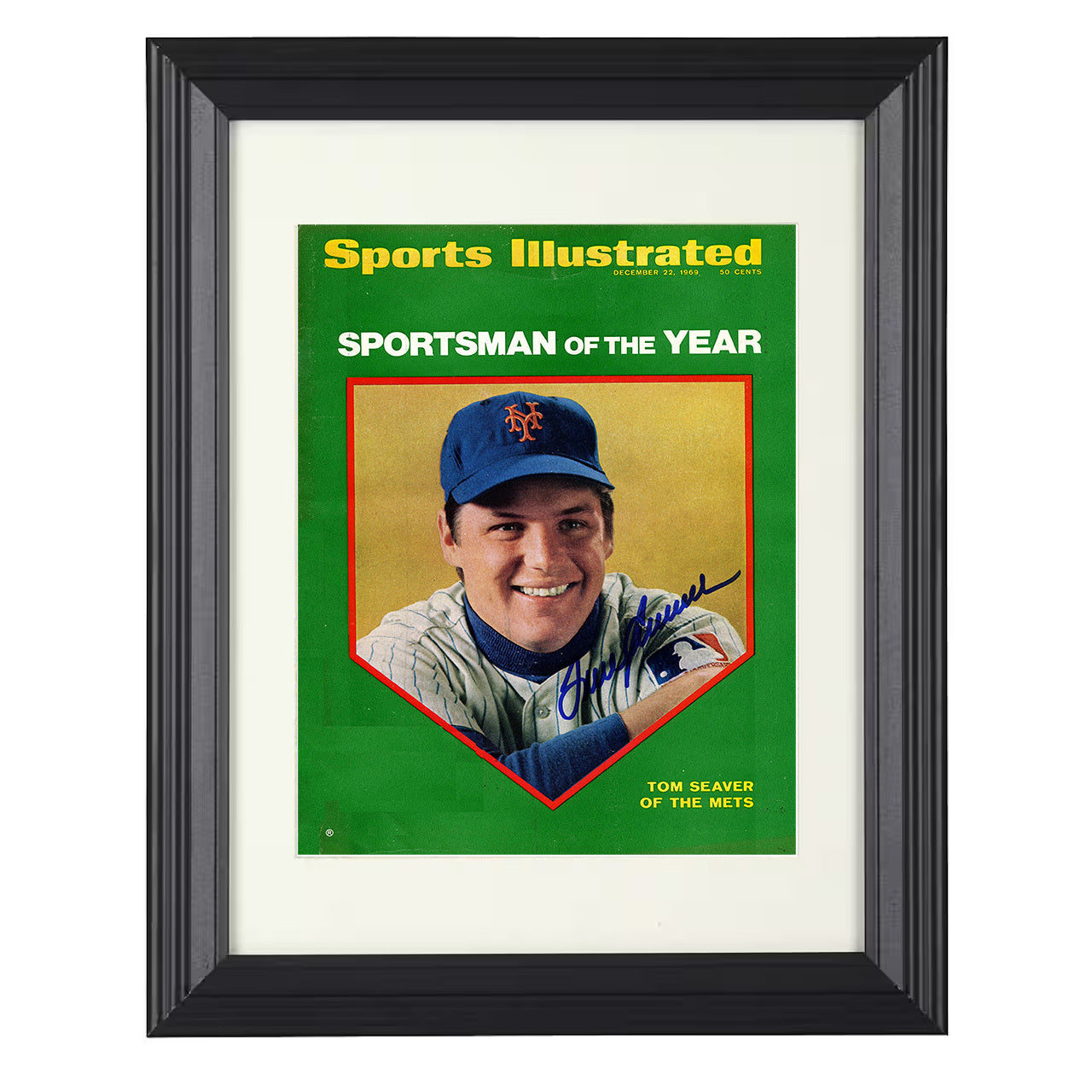 Tom Seaver - Sportsman of the Year SI Cover 8x10 black beveled framed baseball wall art