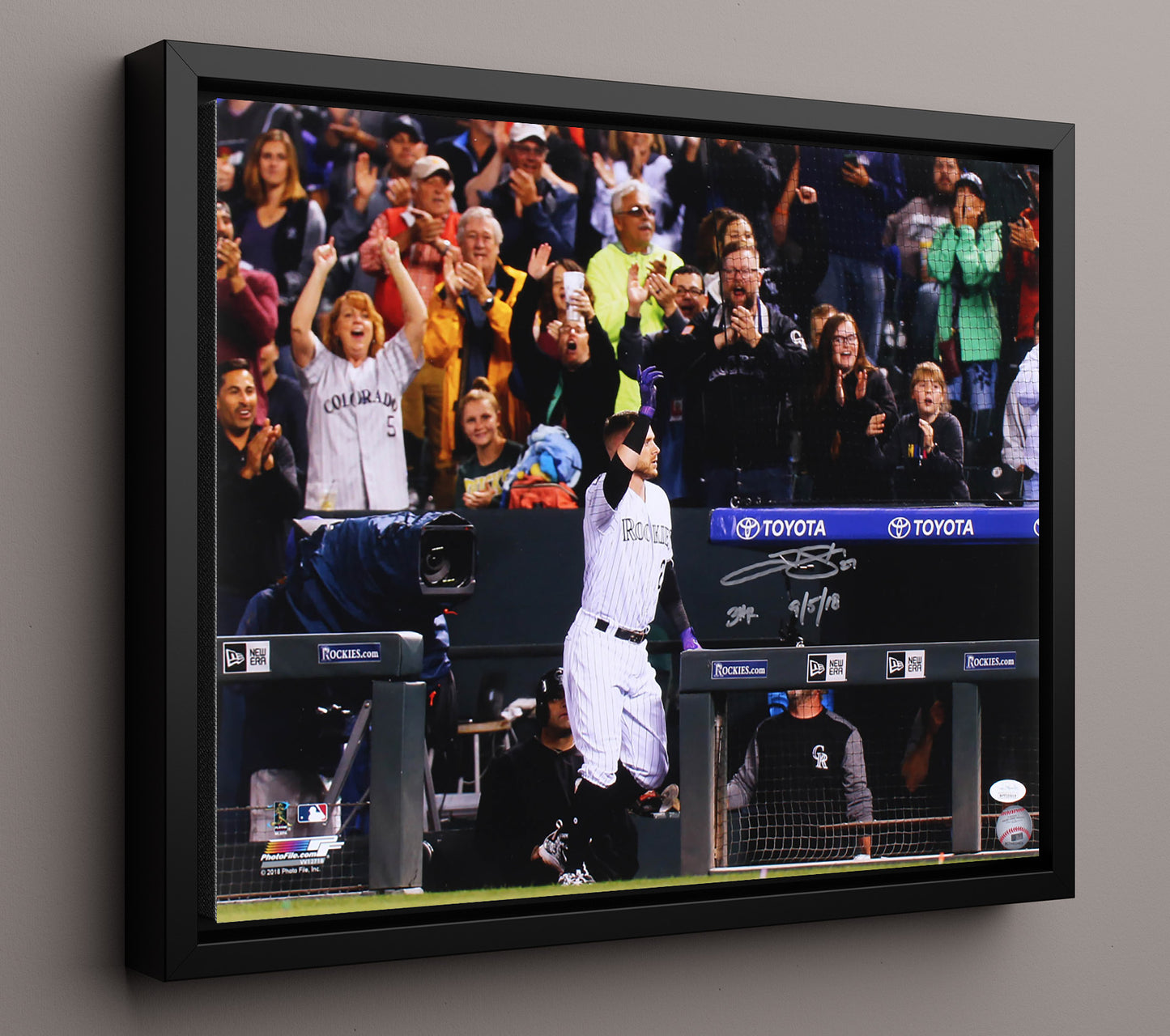 Trevor Story - Colorado Baseball Star in Action 8x10 Framed Canvas baseball wall art