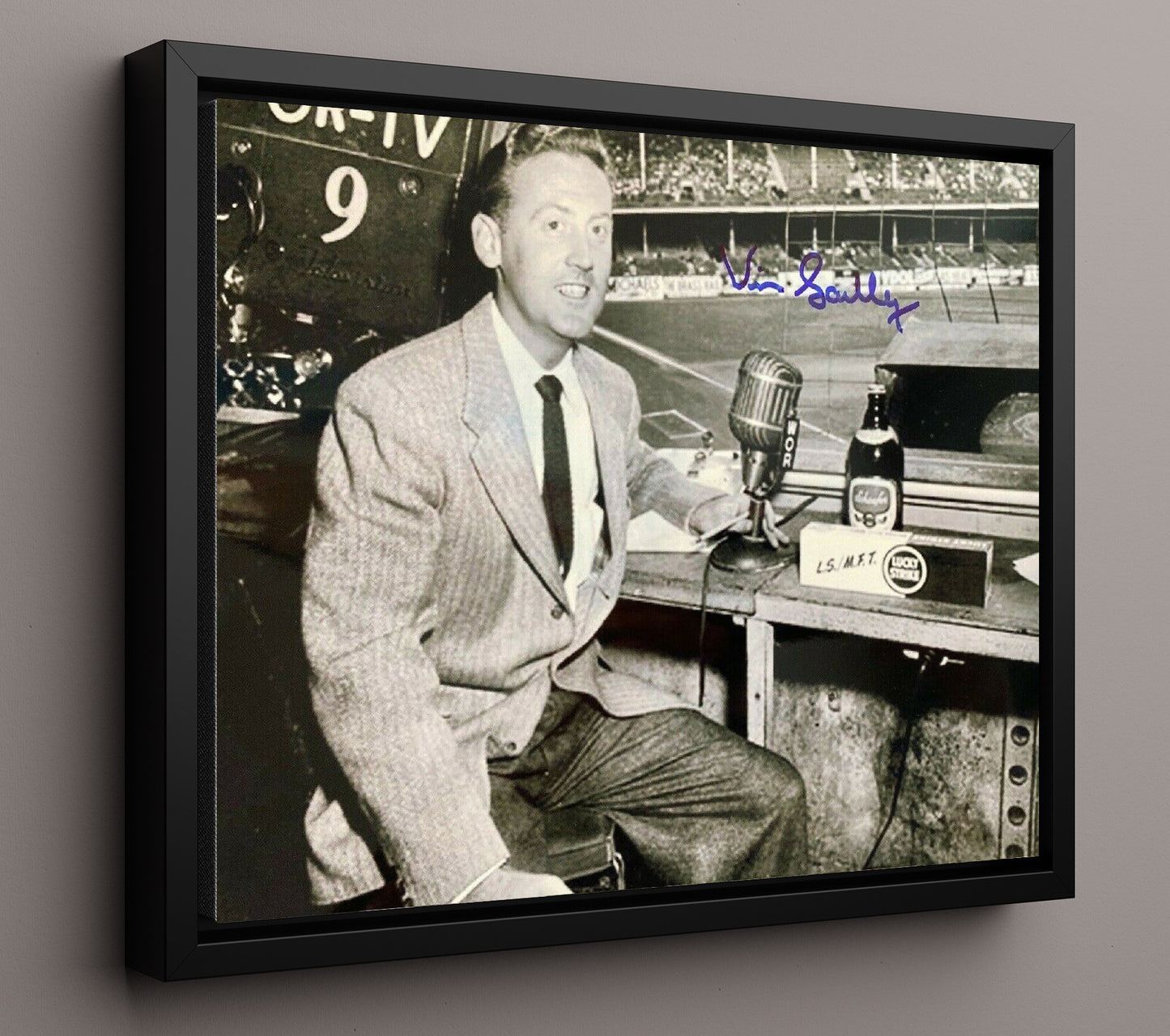 Vin Scully - Broadcast Booth Classic 8x10 Framed Canvas baseball wall art