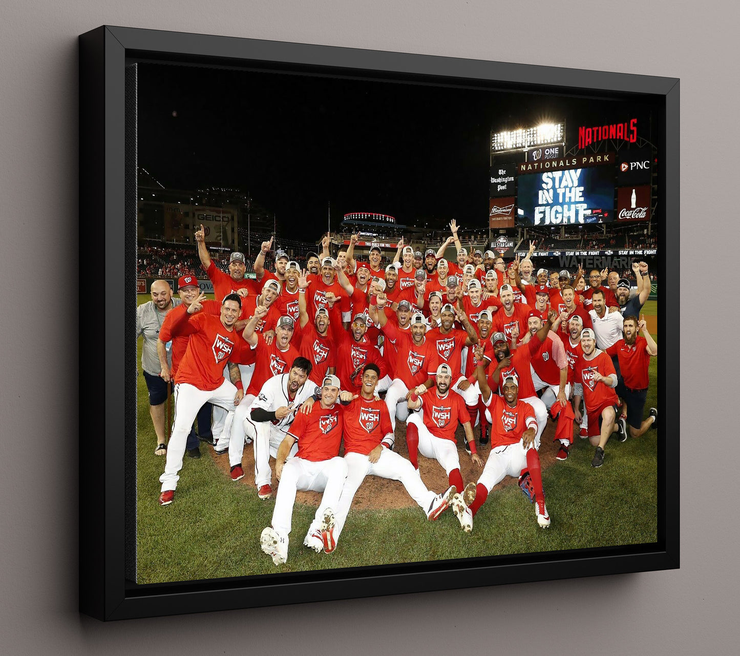 Washington Baseball - 2019 Series Dogpile 8x10 Framed Canvas baseball wall art