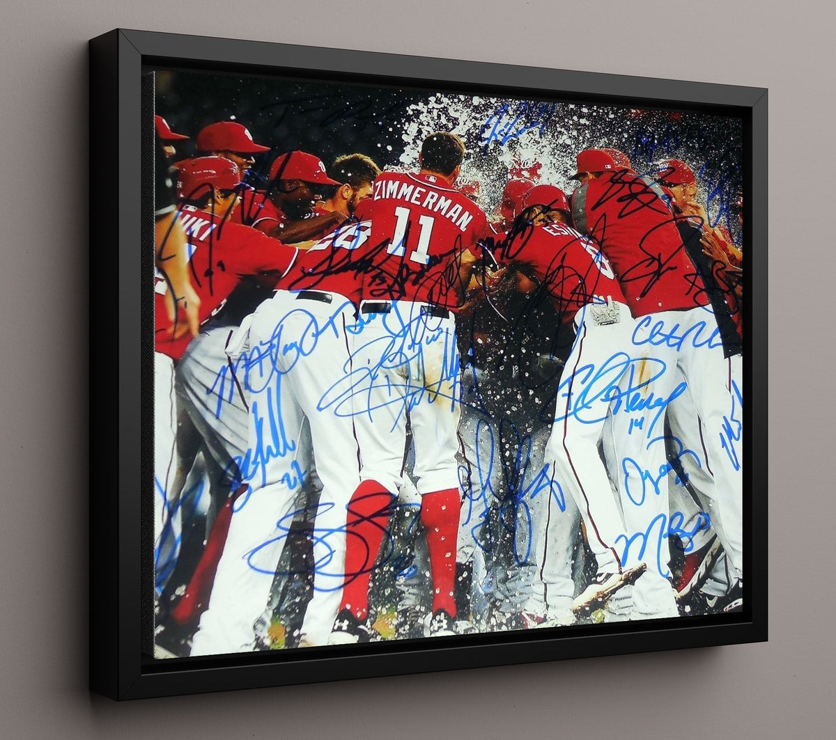 Washington Baseball - Champagne Celebration Signed 8x10 Framed Canvas baseball wall art
