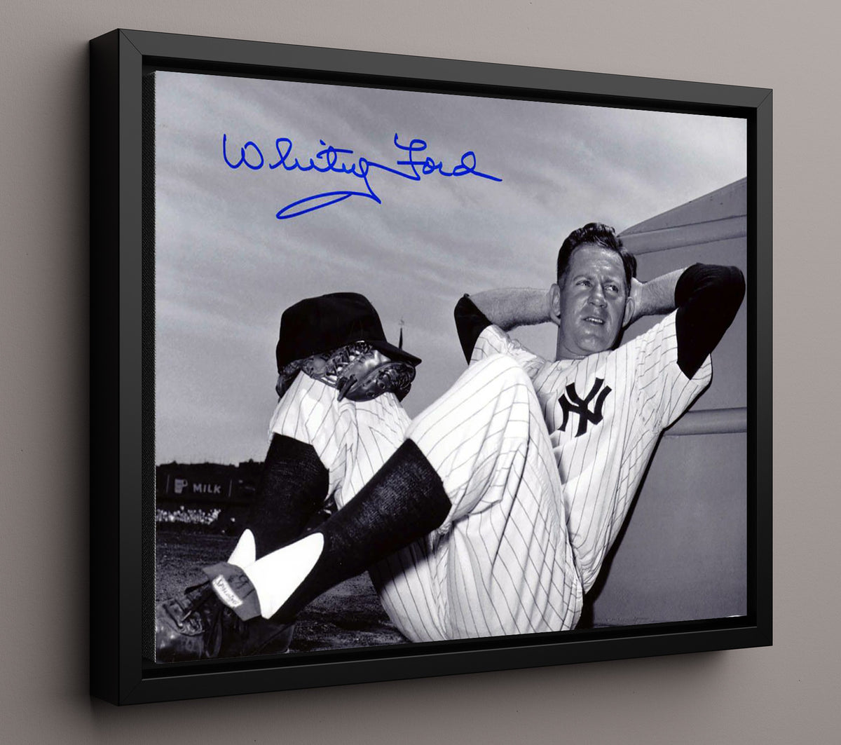 Whitey Ford - Dugout Recline 8x10 Framed Canvas baseball wall art
