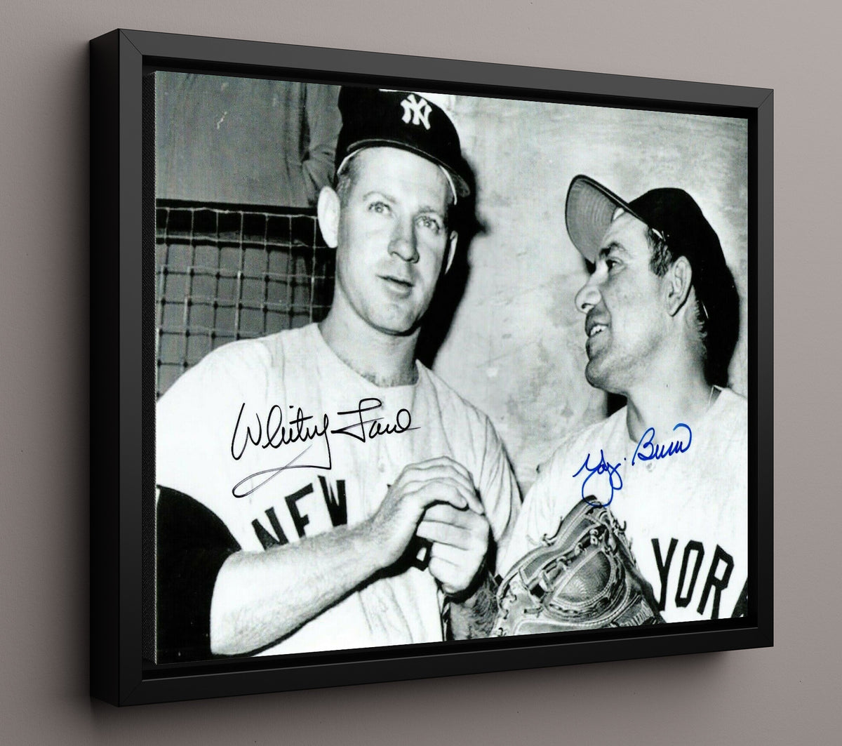 Whitey Ford and Yogi Berra - Hall of Fame Battery 8x10 Framed Canvas baseball wall art