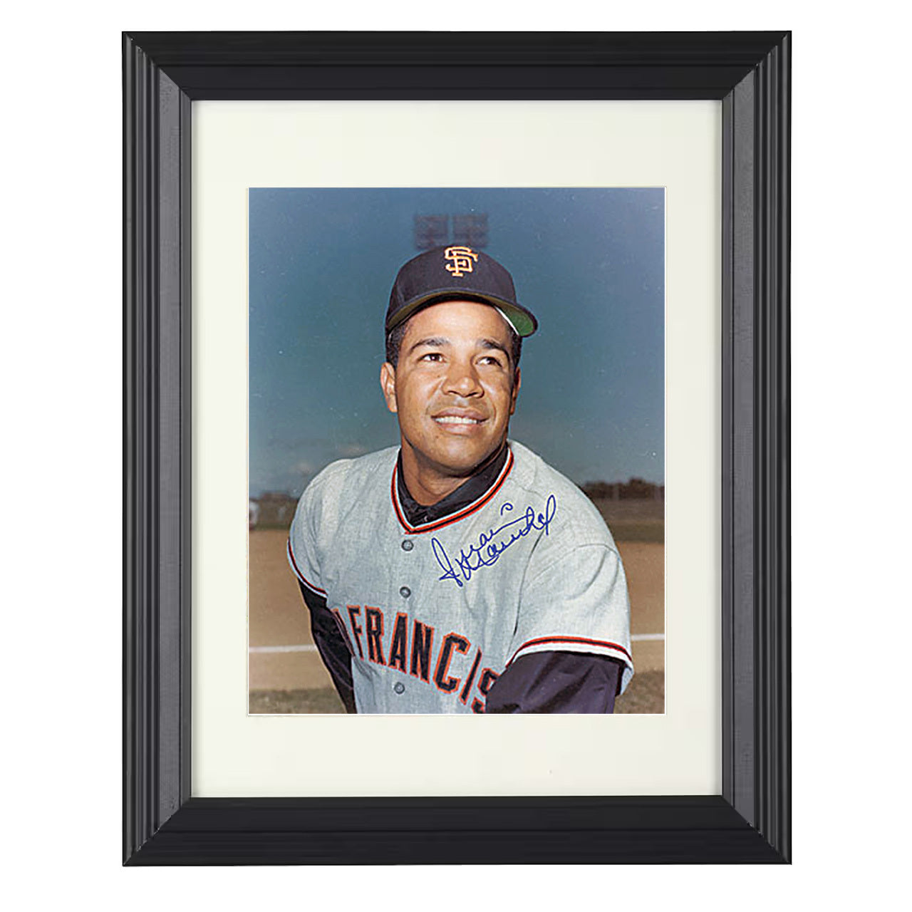 Willie Mays - Classic portrait 1960 8x10 black beveled framed baseball wall art