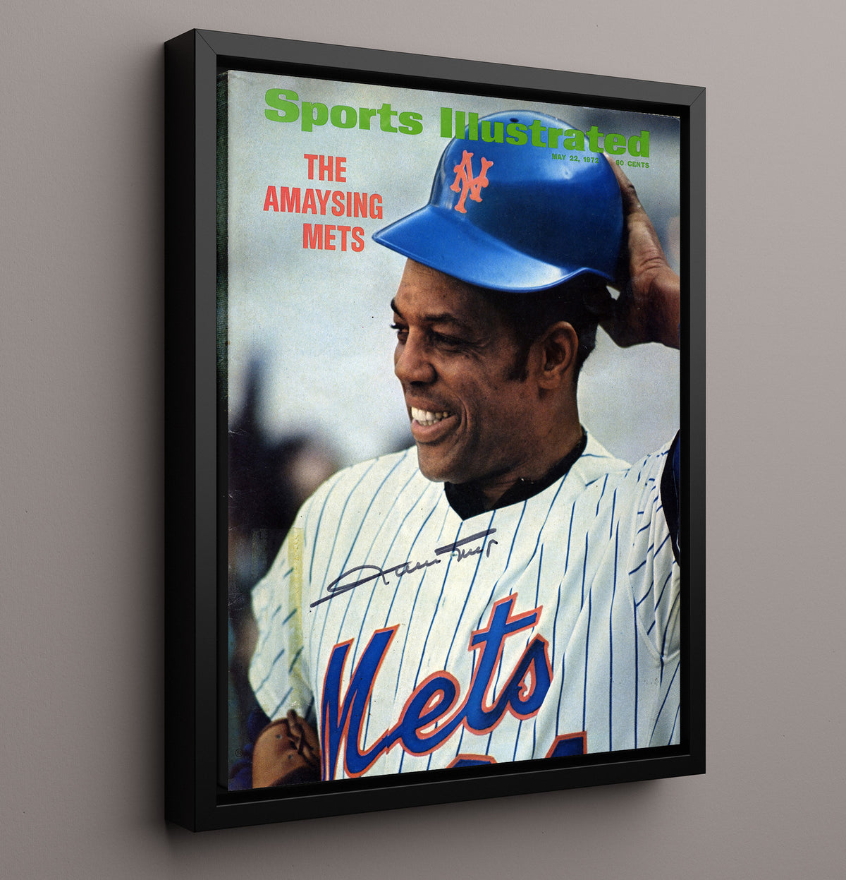 Willie Mays - Helmet Adjustment SI Cover 8x10 Framed Canvas baseball wall art