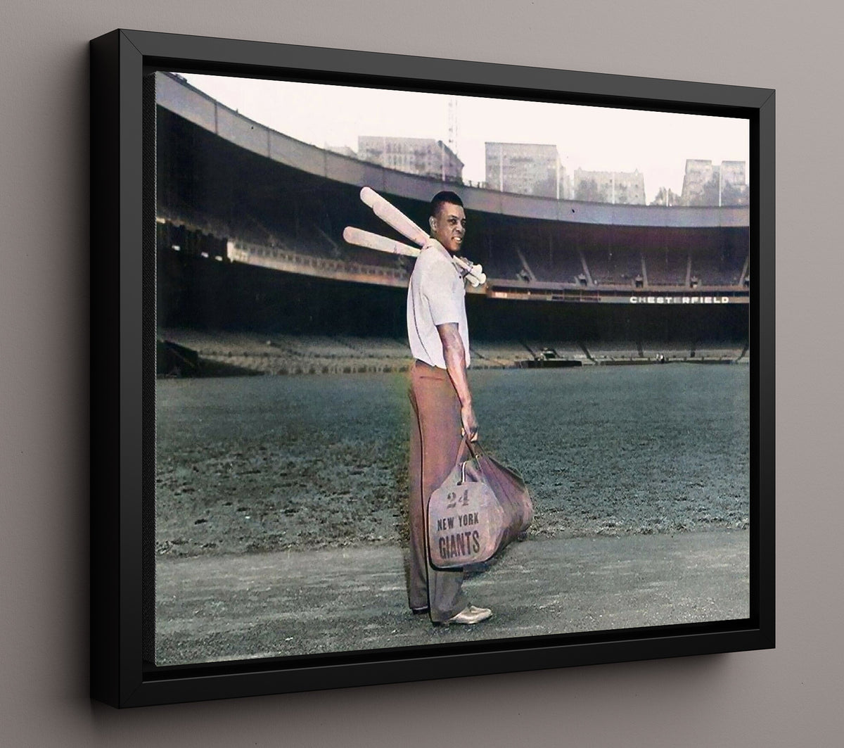 Willie Mays - Polo Grounds Arrival 8x10 Framed Canvas baseball wall art