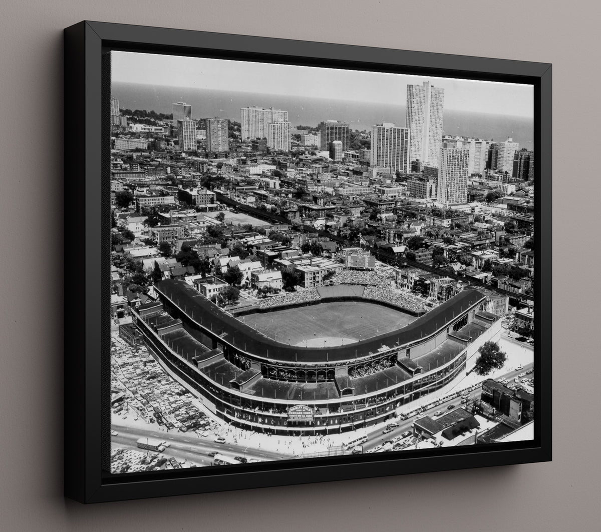Wrigley Field - Aerial Stadium View 8x10 Framed Canvas baseball wall art