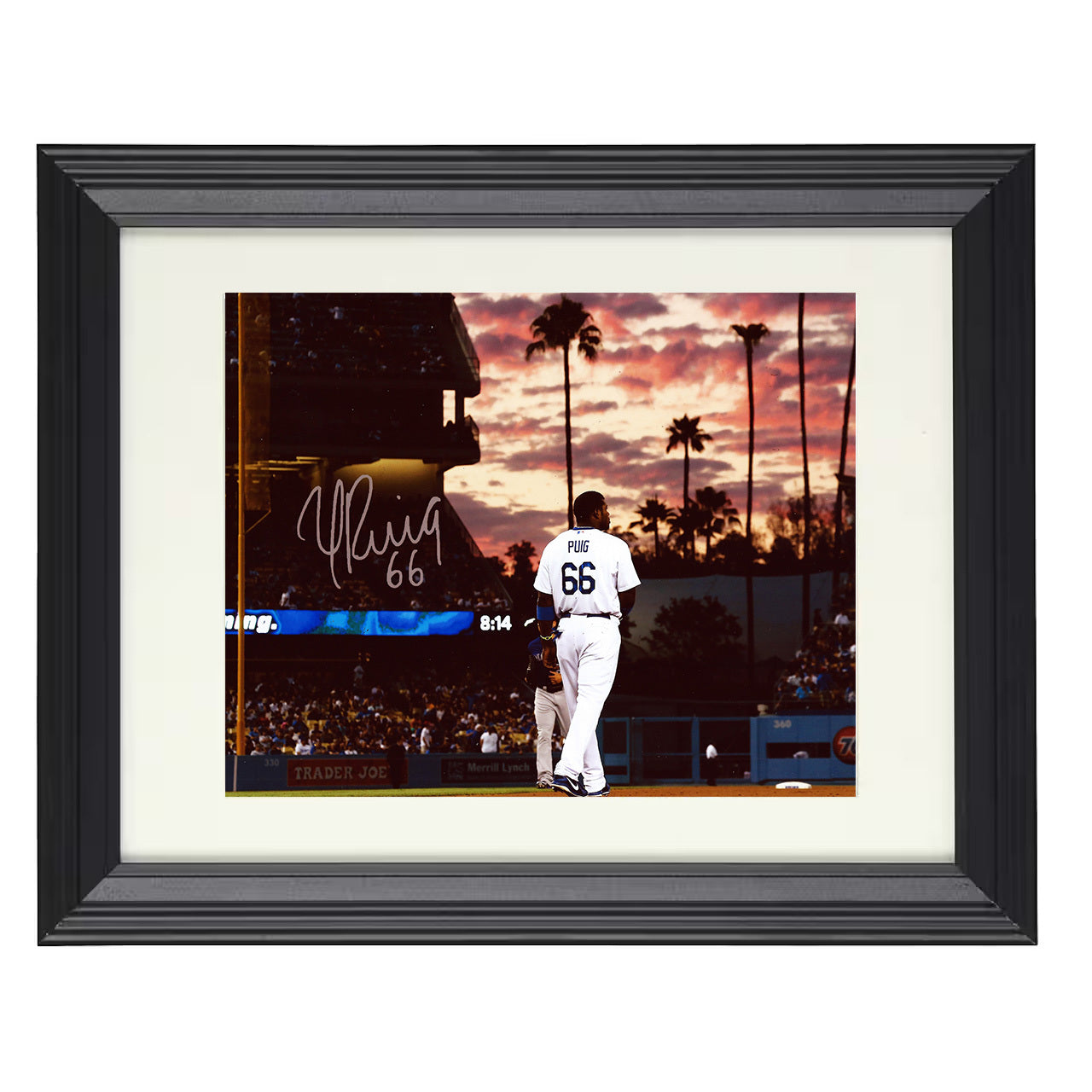 Yasiel Puig - Ballpark at Sunset Spotlight 8x10 black beveled framed baseball wall art