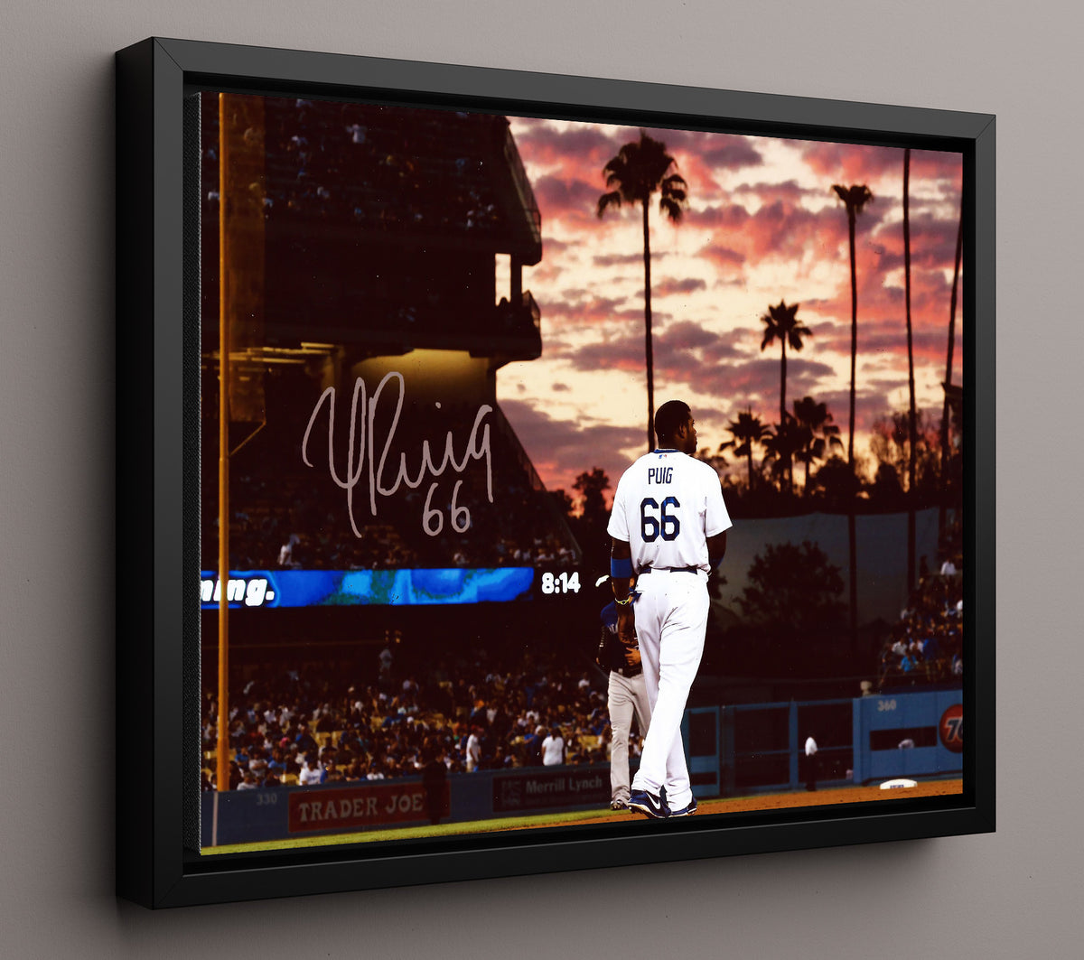 Yasiel Puig - Ballpark at Sunset 8x10 Framed Canvas baseball wall art
