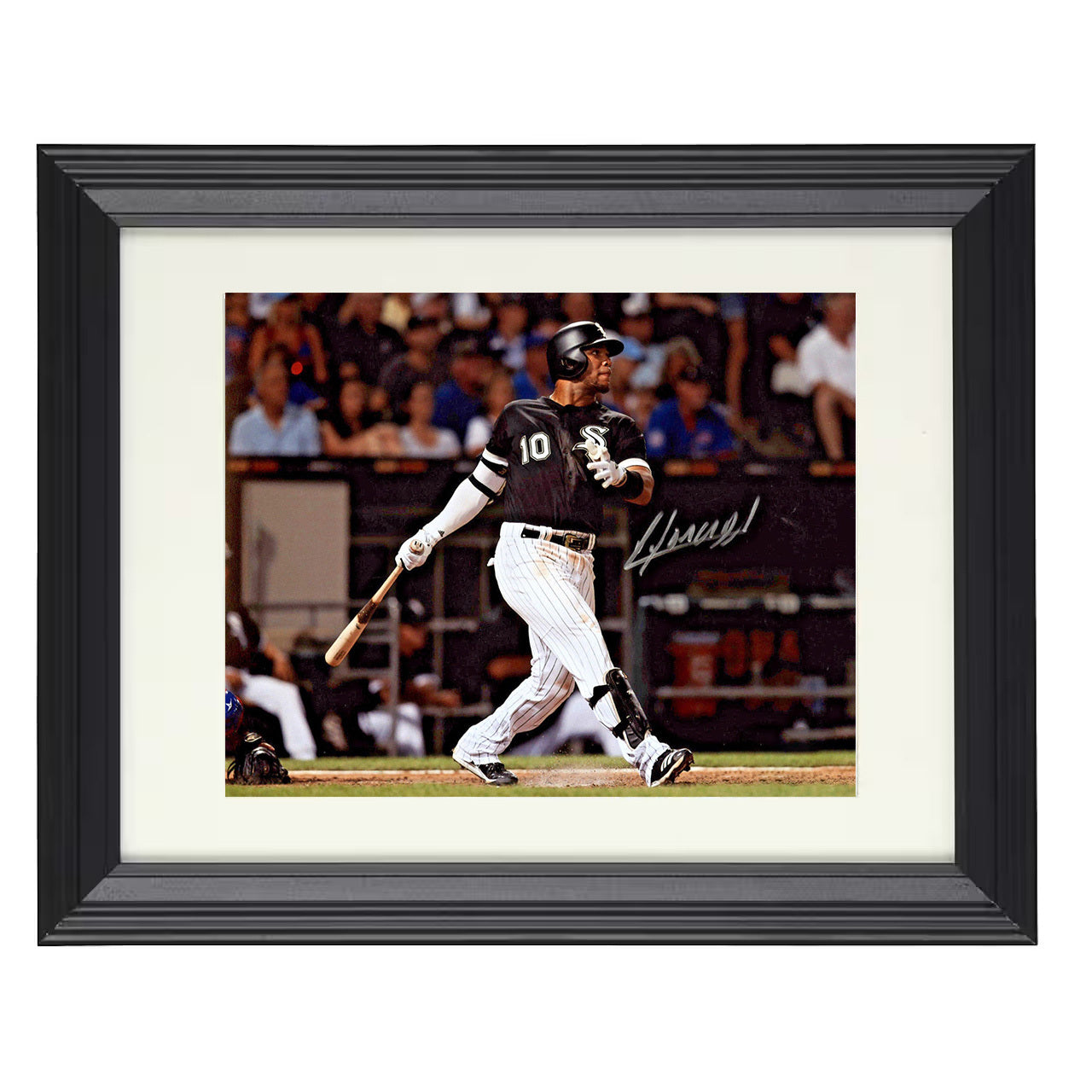 Yoan Moncada - Follow Through At Bat 8x10 black beveled framed baseball wall art