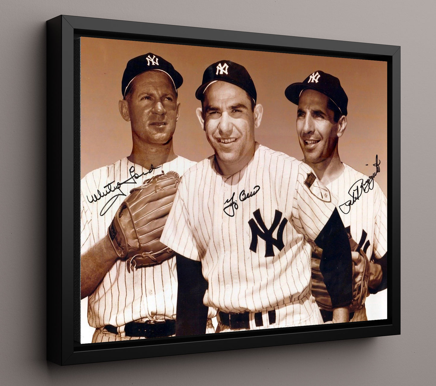Yogi Berra Whitey Ford and Phil Rizzuto - Yankees Legends 8x10 Framed Canvas baseball wall art