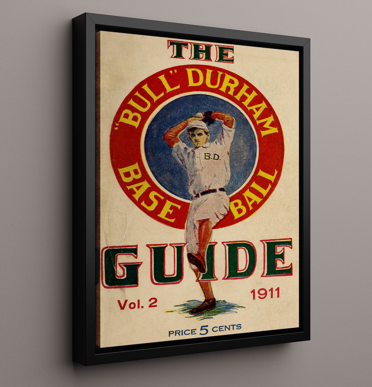 Bull Durham Baseball Guide - 1911 Guide Cover 8x10 Framed Canvas baseball wall art