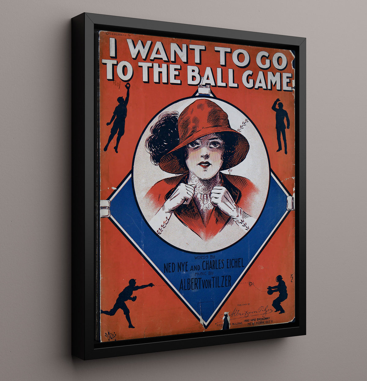 I Want To Go To The Ball Game - Sheet Music Cover 8x10 Framed Canvas baseball wall art