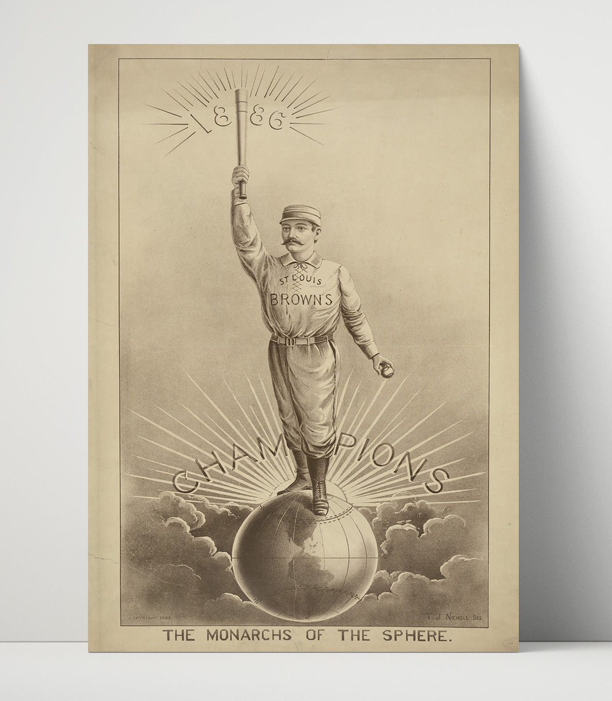 St Louis Browns – Monarchs of the Sphere 1886 unframed baseball poster print