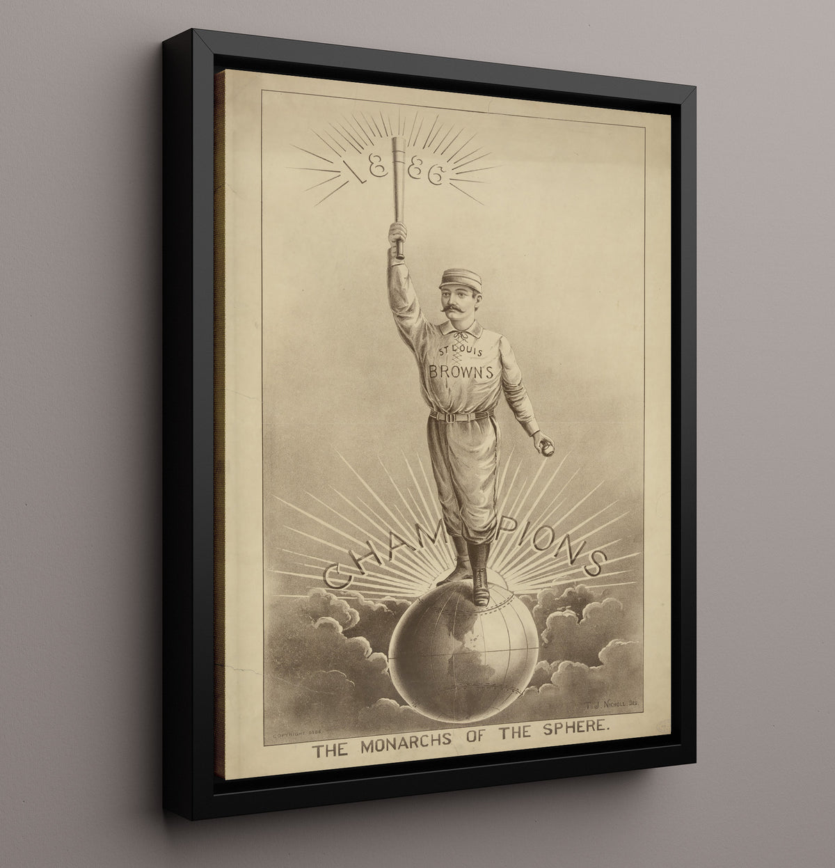 St Louis Baseball - Monarchs of the Sphere 1886 8x10 Framed Canvas baseball wall art