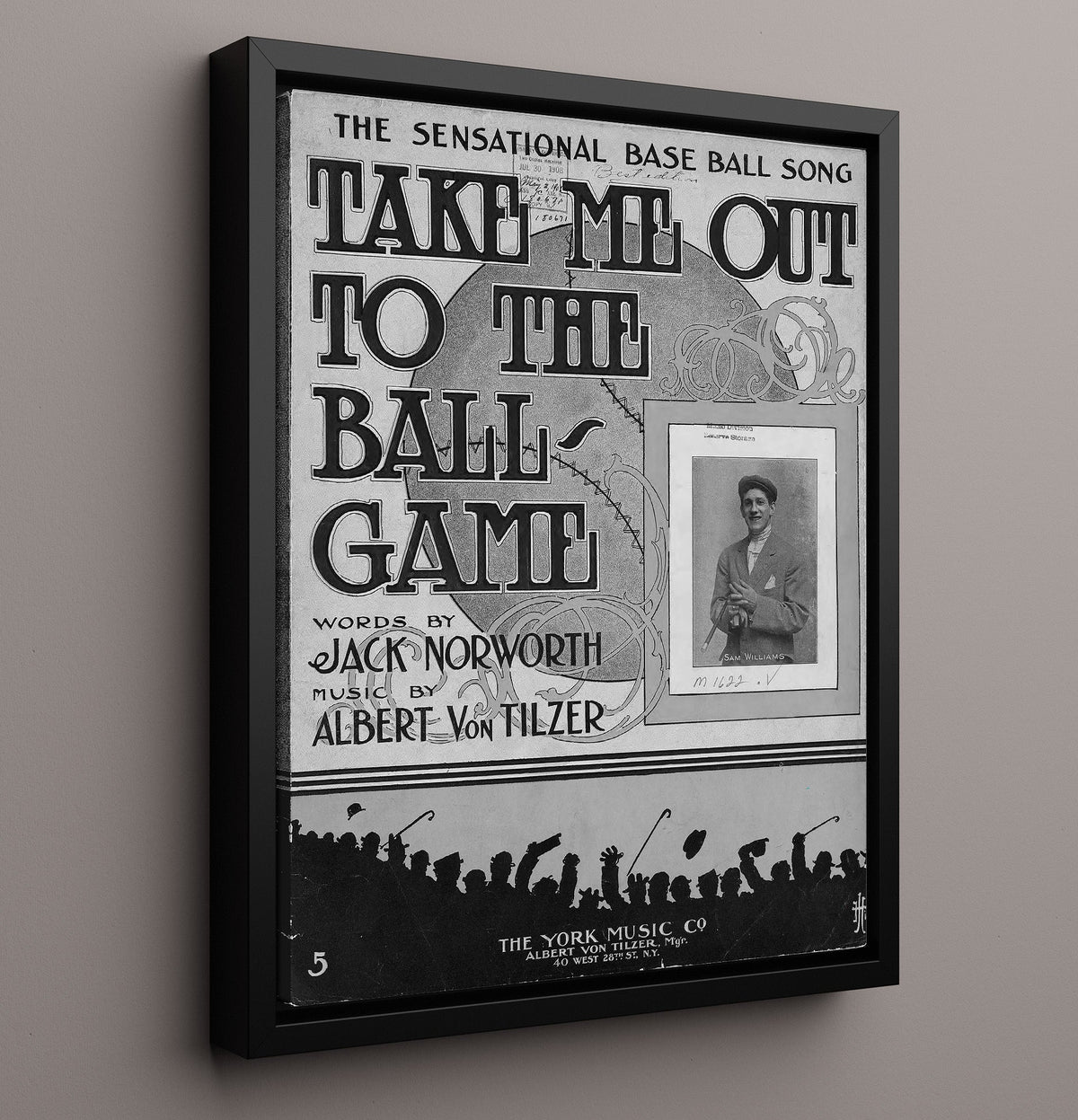 Take Me Out To The Ball Game - Sheet Music Cover 8x10 Framed Canvas baseball wall art