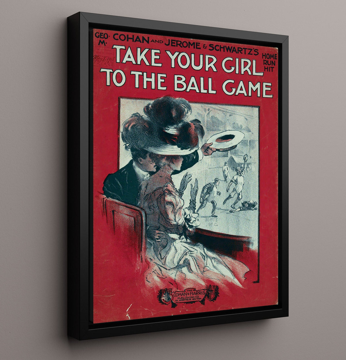 Take Your Girl To The Ball Game - Sheet Music Cover 8x10 Framed Canvas baseball wall art