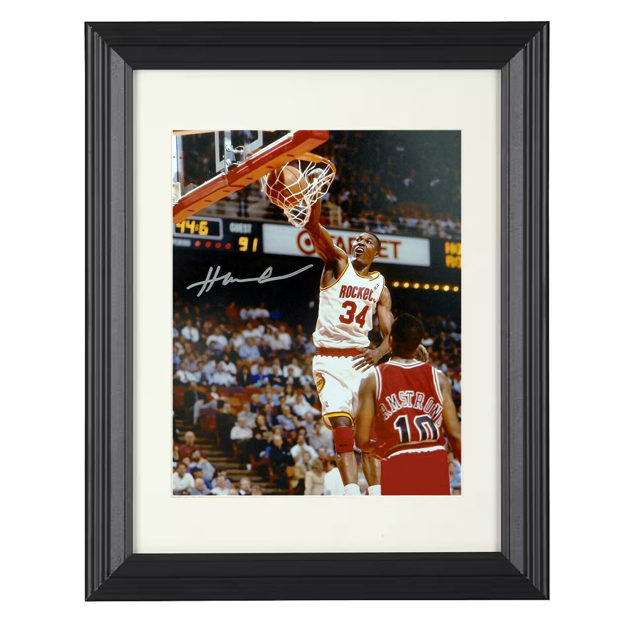 Hakeem Olajuwon - Houston Dream Shake Rim Assault 8x10 framed basketball wall art