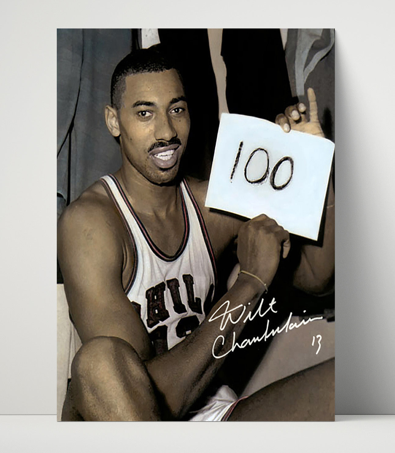 Wilt Chamberlain Philadelphia Basketball 100 Point Game Immortal Night Spotlight basketball print - 16x20 Unframed Print wall art