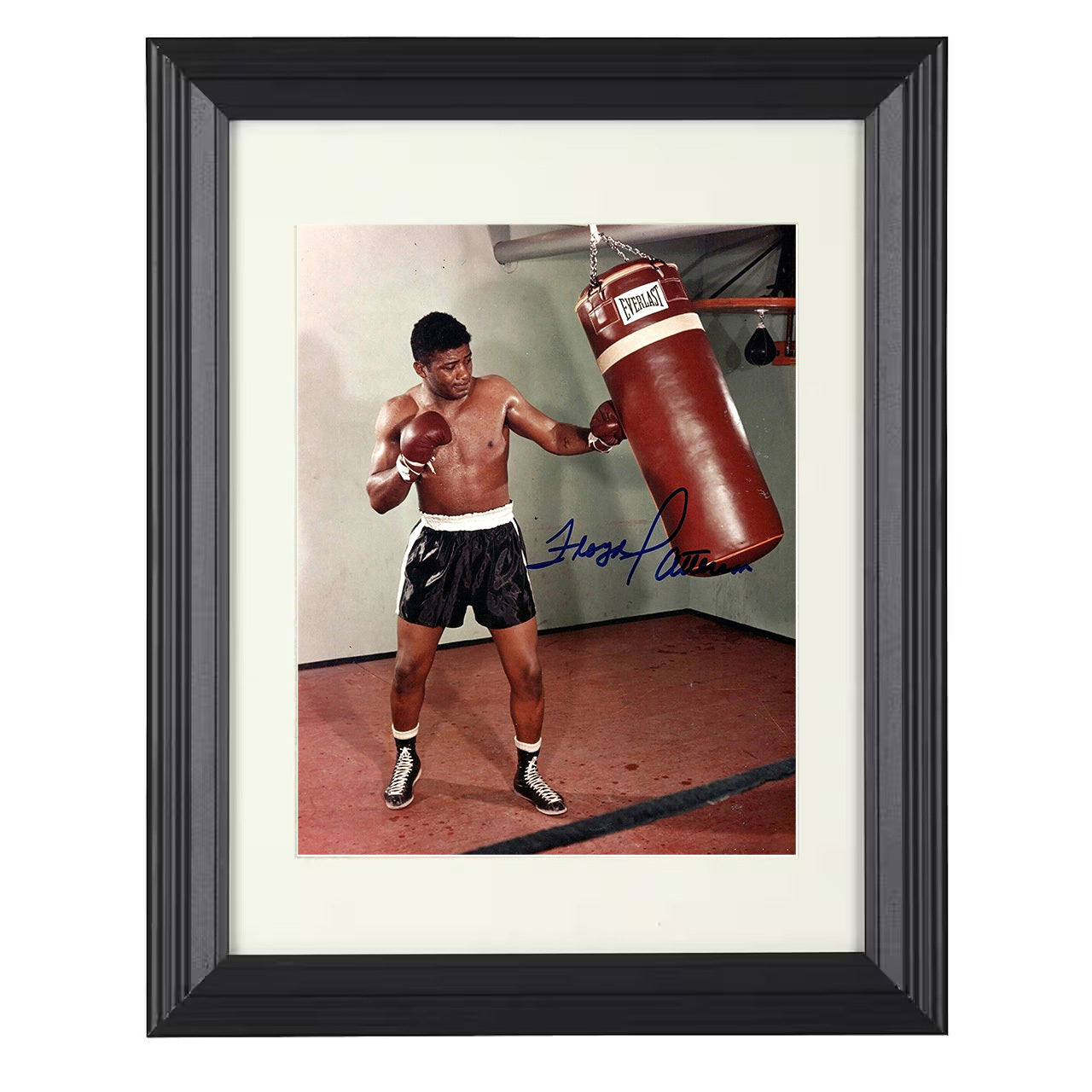 Floyd Patterson - Heavy Bag Training 8x10 black framed boxing print