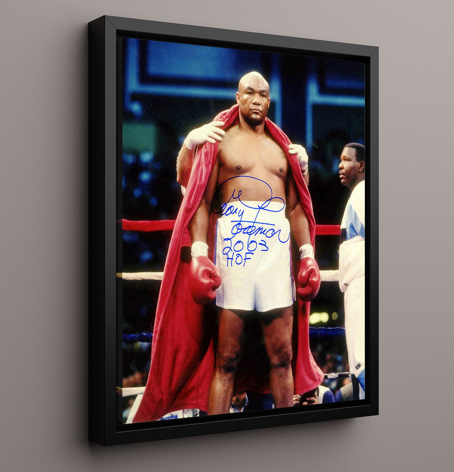 George Foreman Hall of Fame 2003 Red Robe 20x24 Canvas boxing wall art