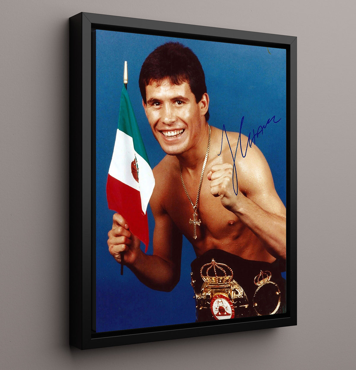 Julio Cesar Chavez Championship Belts Portrait 20x24 Canvas boxing wall art