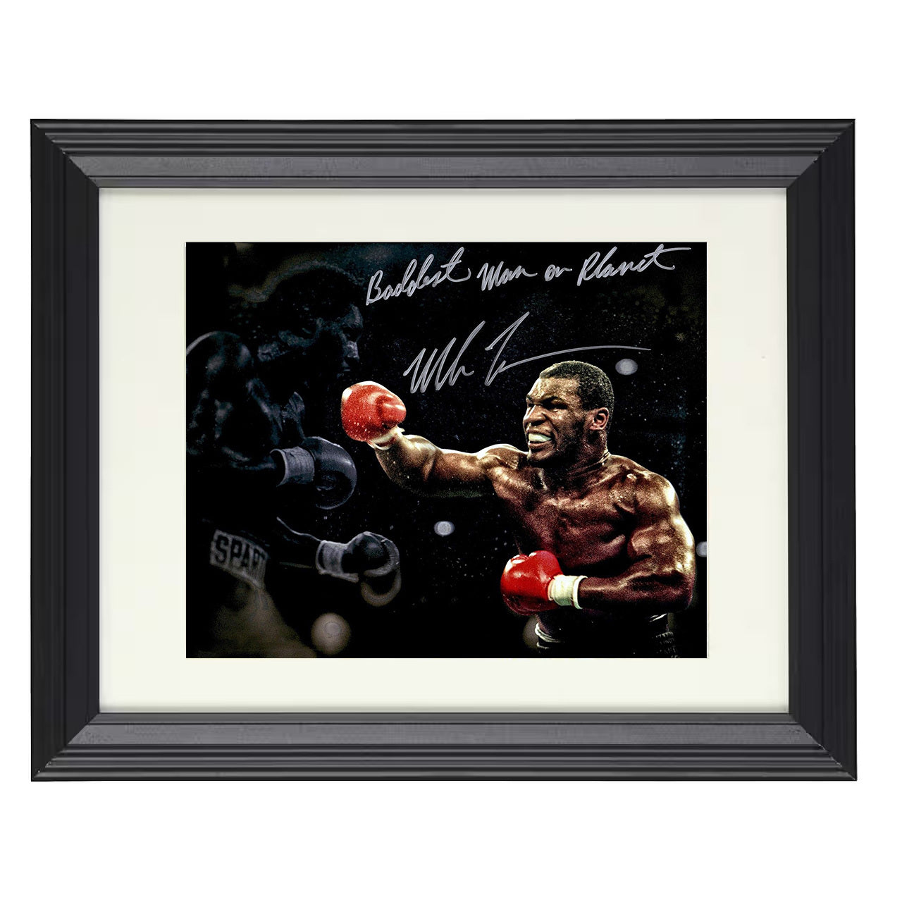 Mike Tyson - Baddest Man in Red Gloves 8x10 black framed boxing print