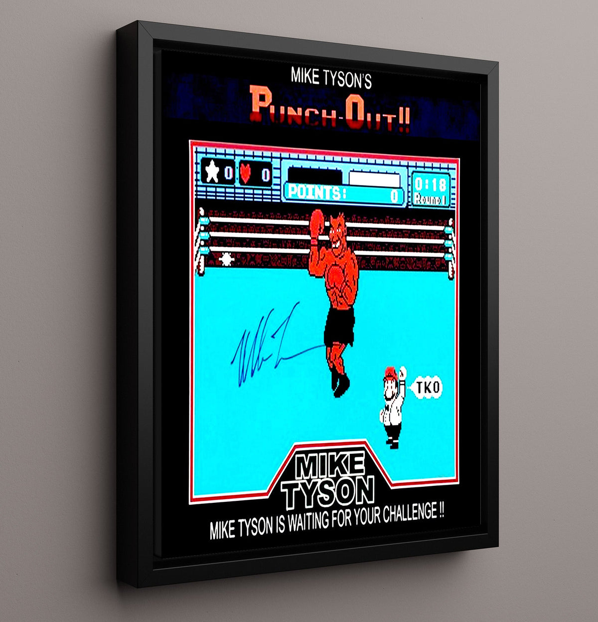 Mike Tyson - Punch Out Video Game Artwork 16x20 Framed Canvas – Boxing Canvas Wall Art